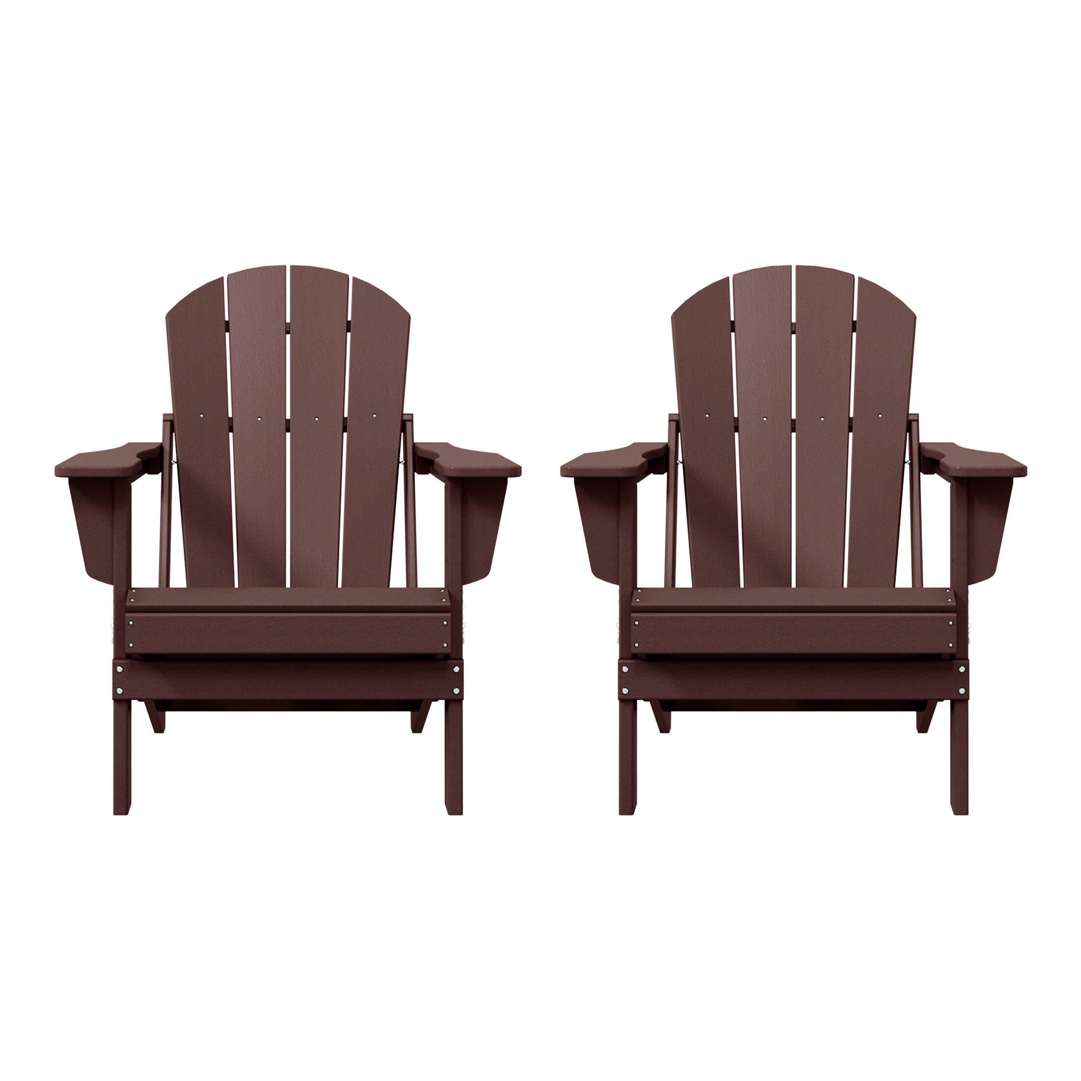 Westin Outdoor Newport Folding Poly Adirondack Chair (set Of 2), Dark Brown, large