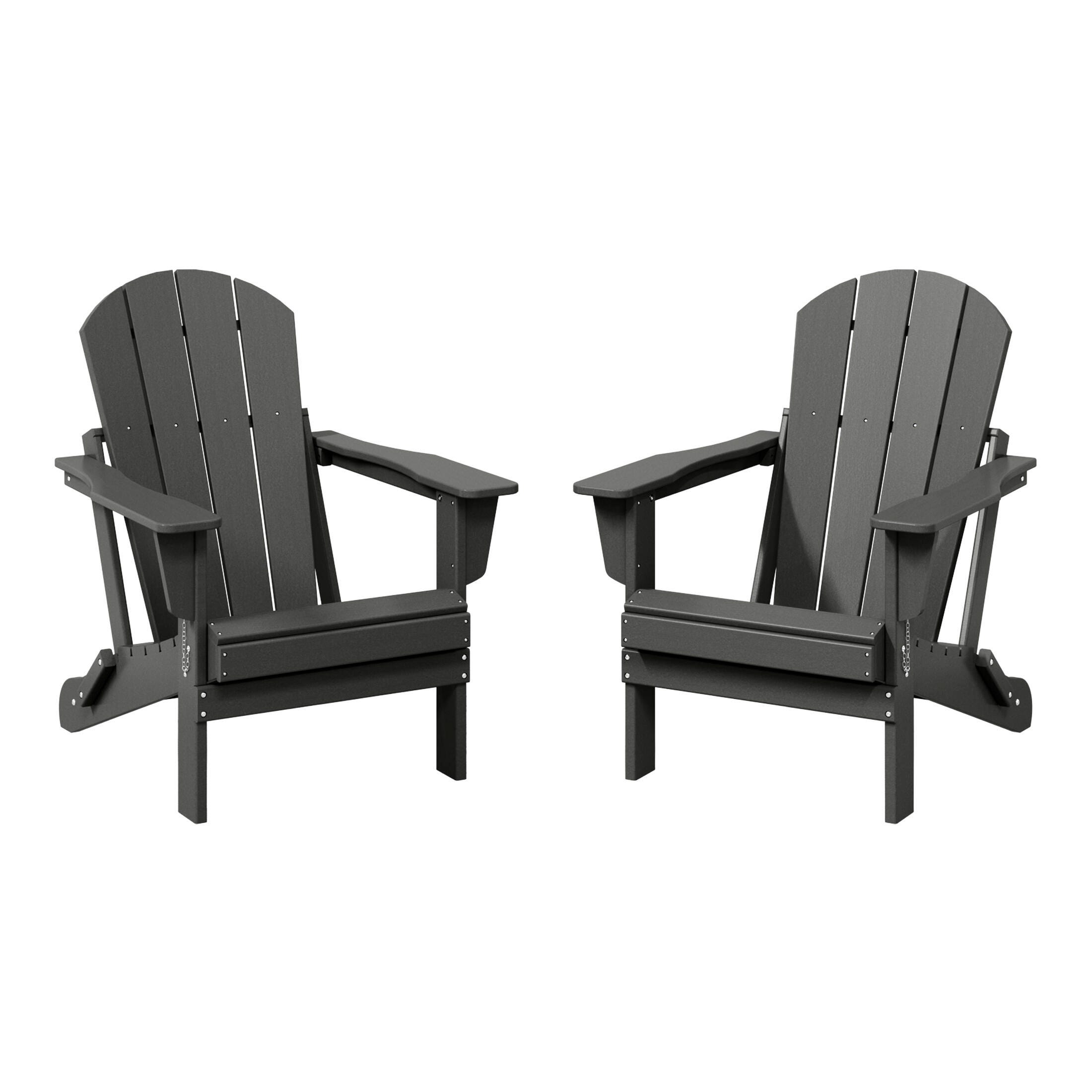 Westin Outdoor Newport Folding Poly Adirondack Chair (set Of 2), Gray, large