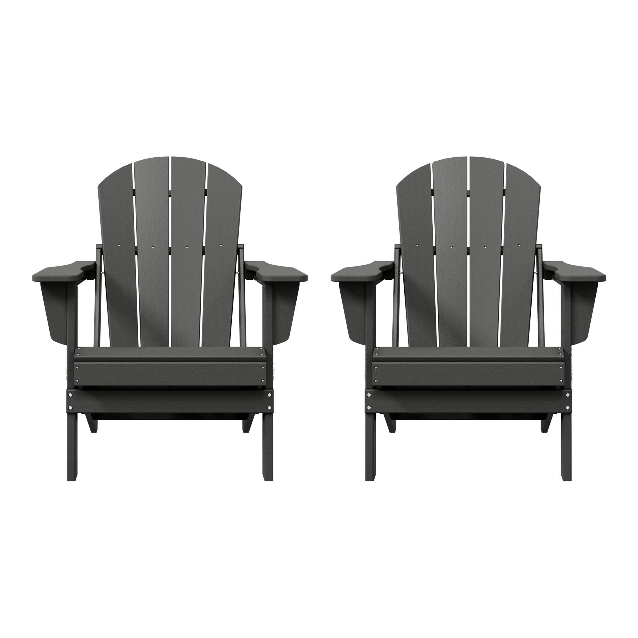 Westin Outdoor Newport Folding Poly Adirondack Chair (set Of 2), Gray, large