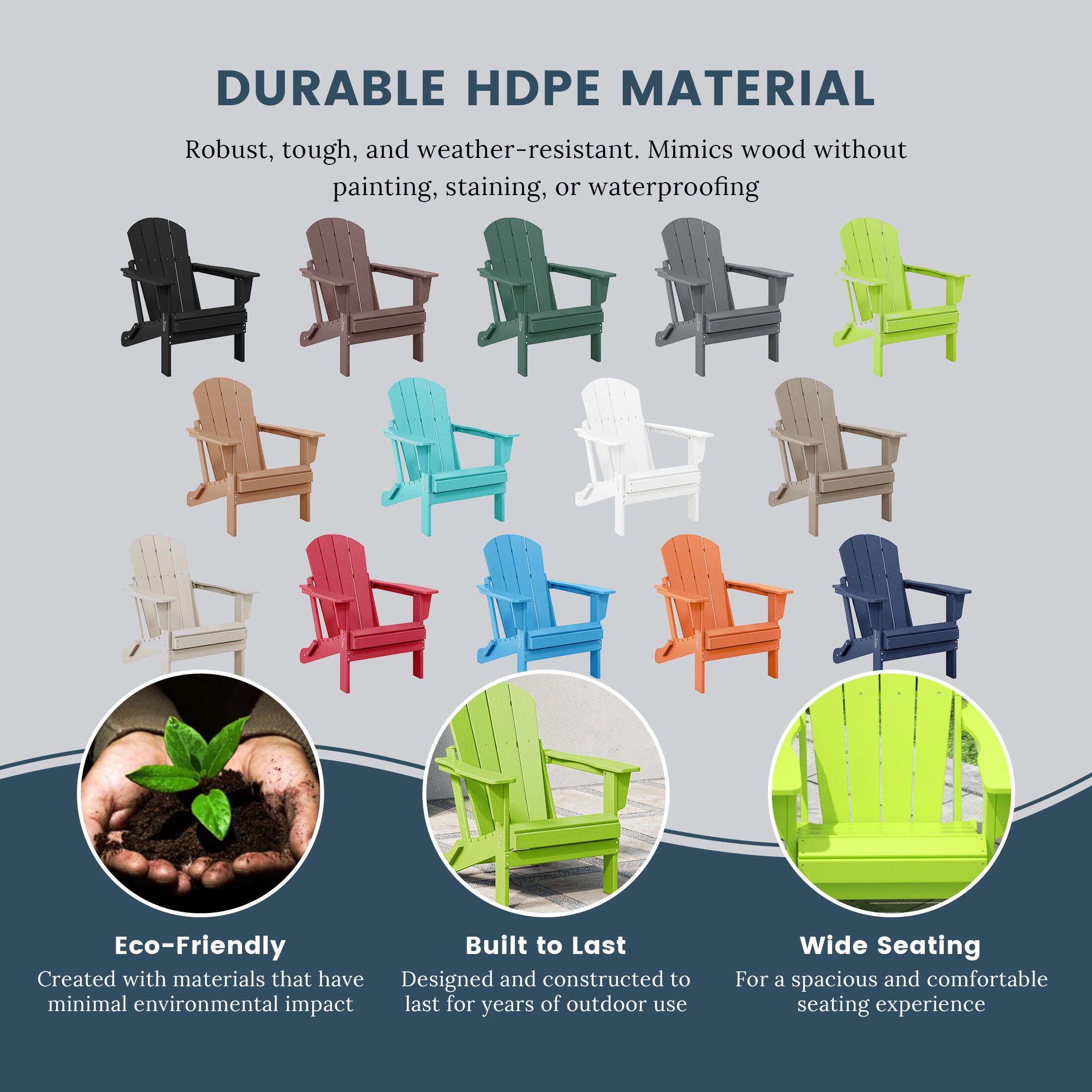 Westin Outdoor Newport Folding Poly Adirondack Chair (set Of 2), Lime, large
