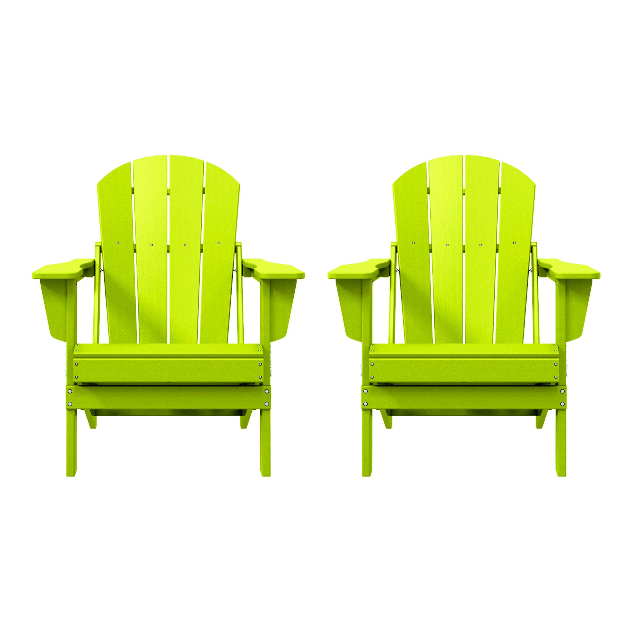 Westin Outdoor Newport Folding Poly Adirondack Chair (set Of 2), Lime, large