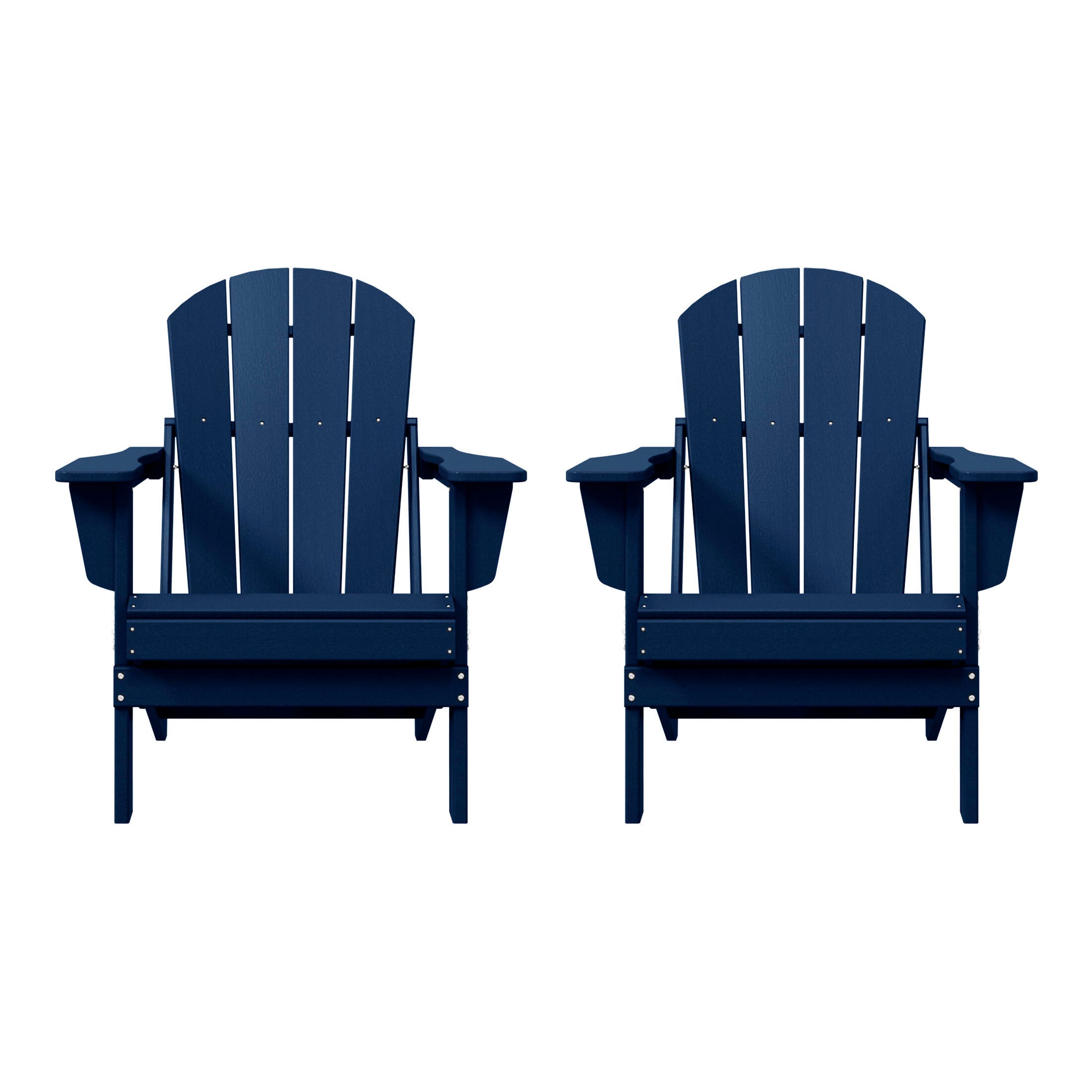 Westin Outdoor Newport Folding Poly Adirondack Chair (set Of 2), Navy Blue, large
