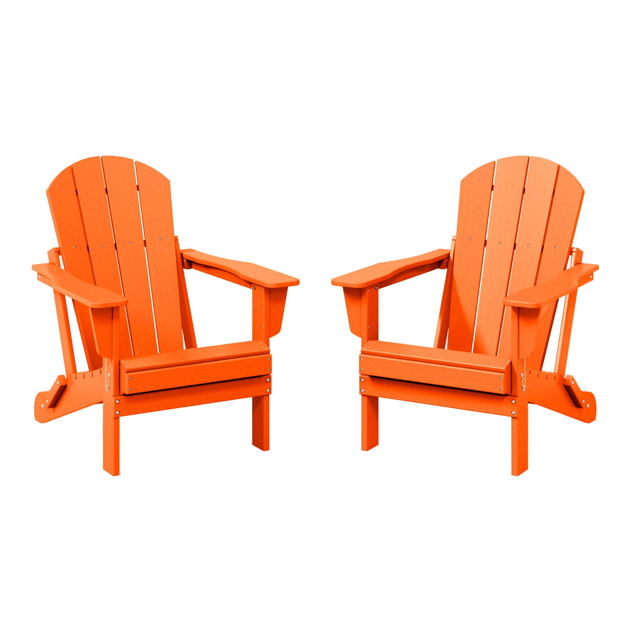 Westin Outdoor Newport Folding Poly Adirondack Chair (set Of 2), Orange, large