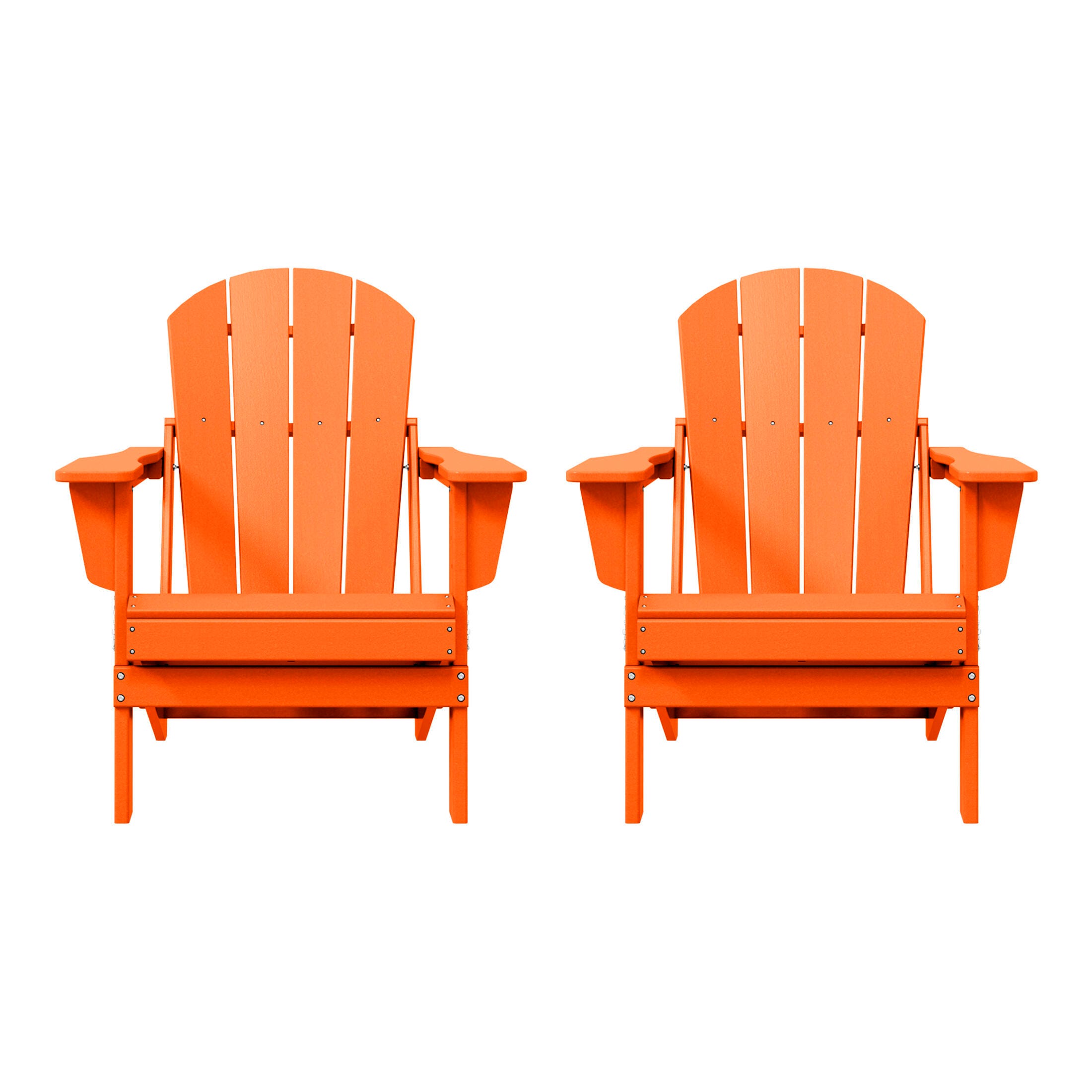 Westin Outdoor Newport Folding Poly Adirondack Chair (set Of 2), Orange, large