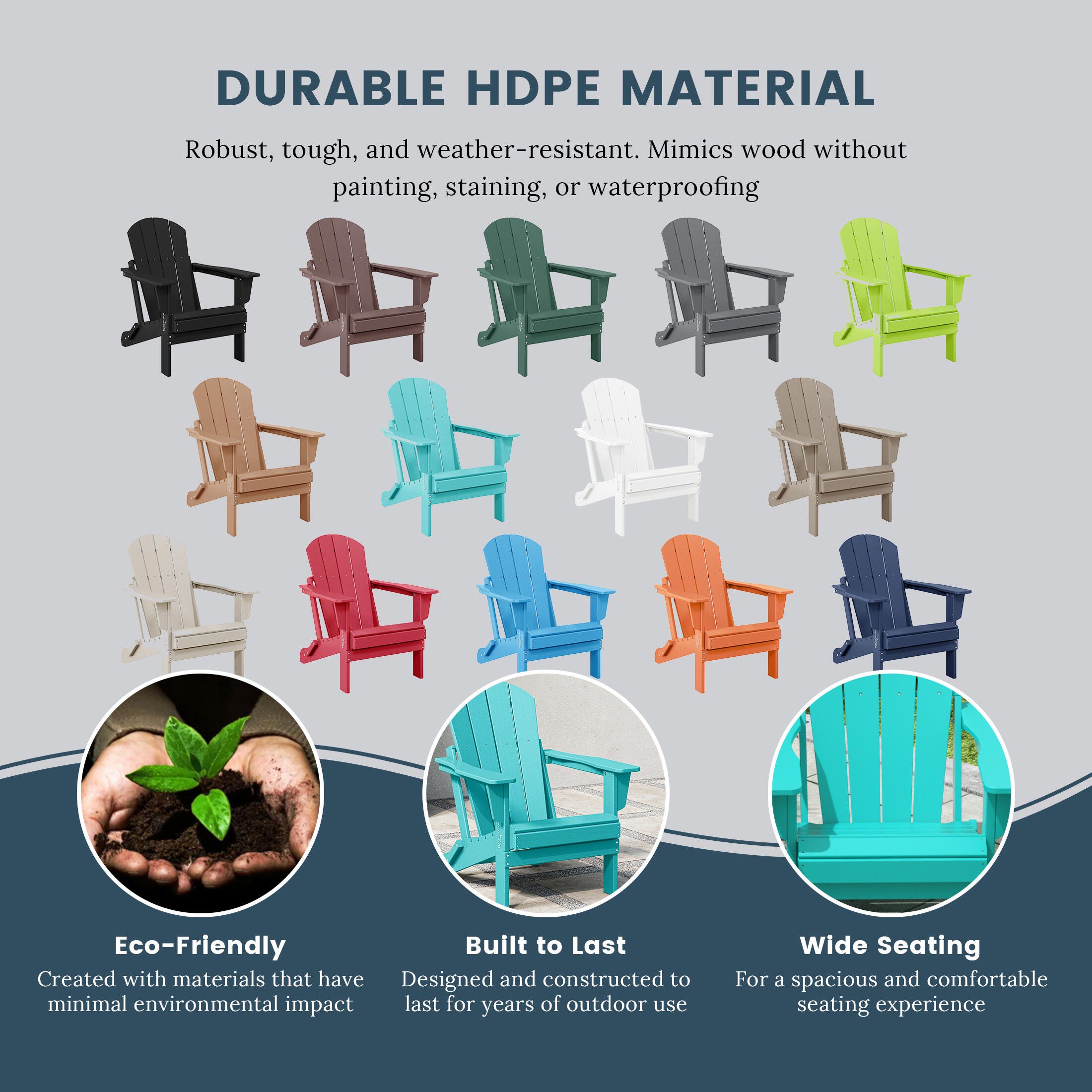 Westin Outdoor Newport Folding Poly Adirondack Chair (set Of 2), Turquoise, large