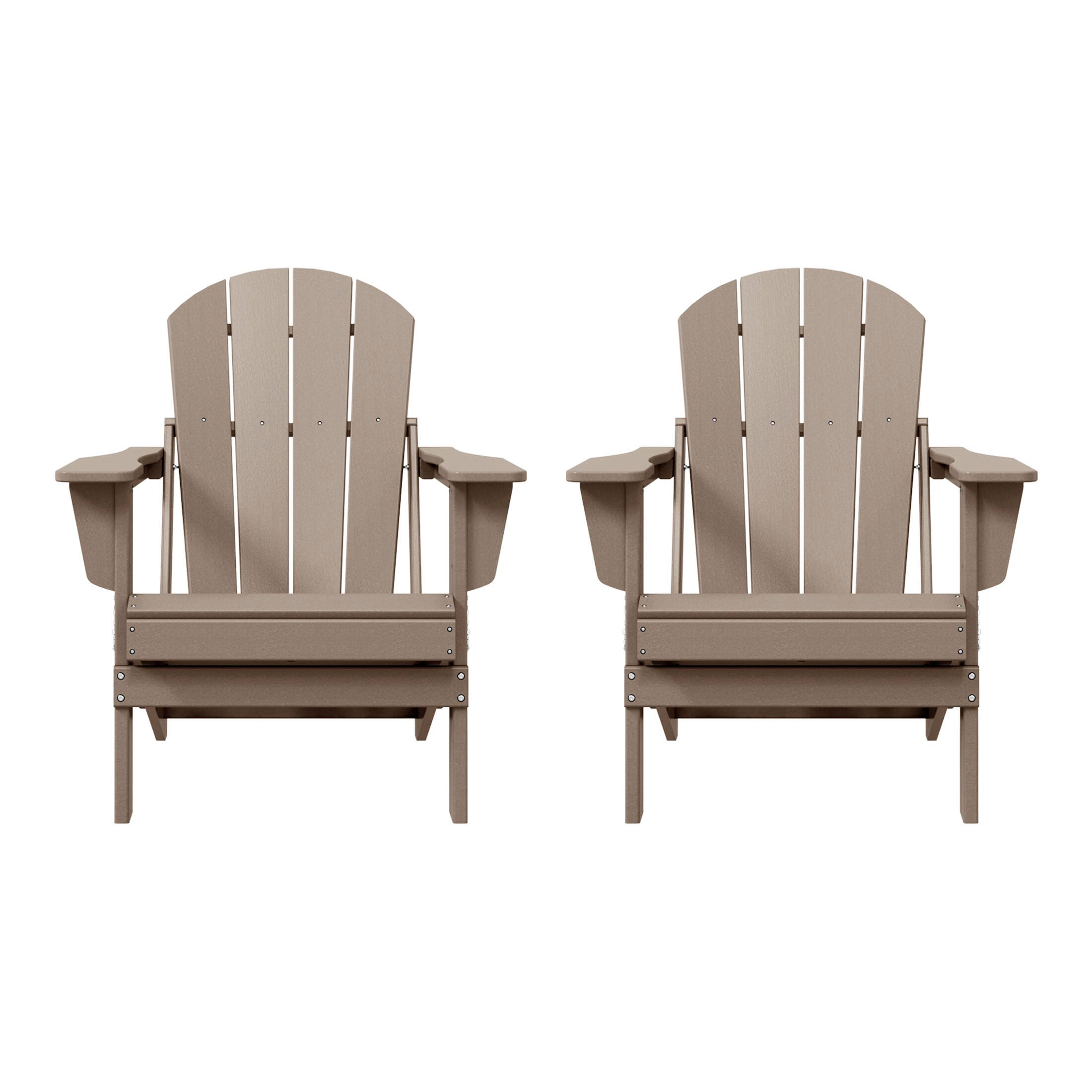 Westin Outdoor Newport Folding Poly Adirondack Chair (set Of 2), Weathered Wood, large