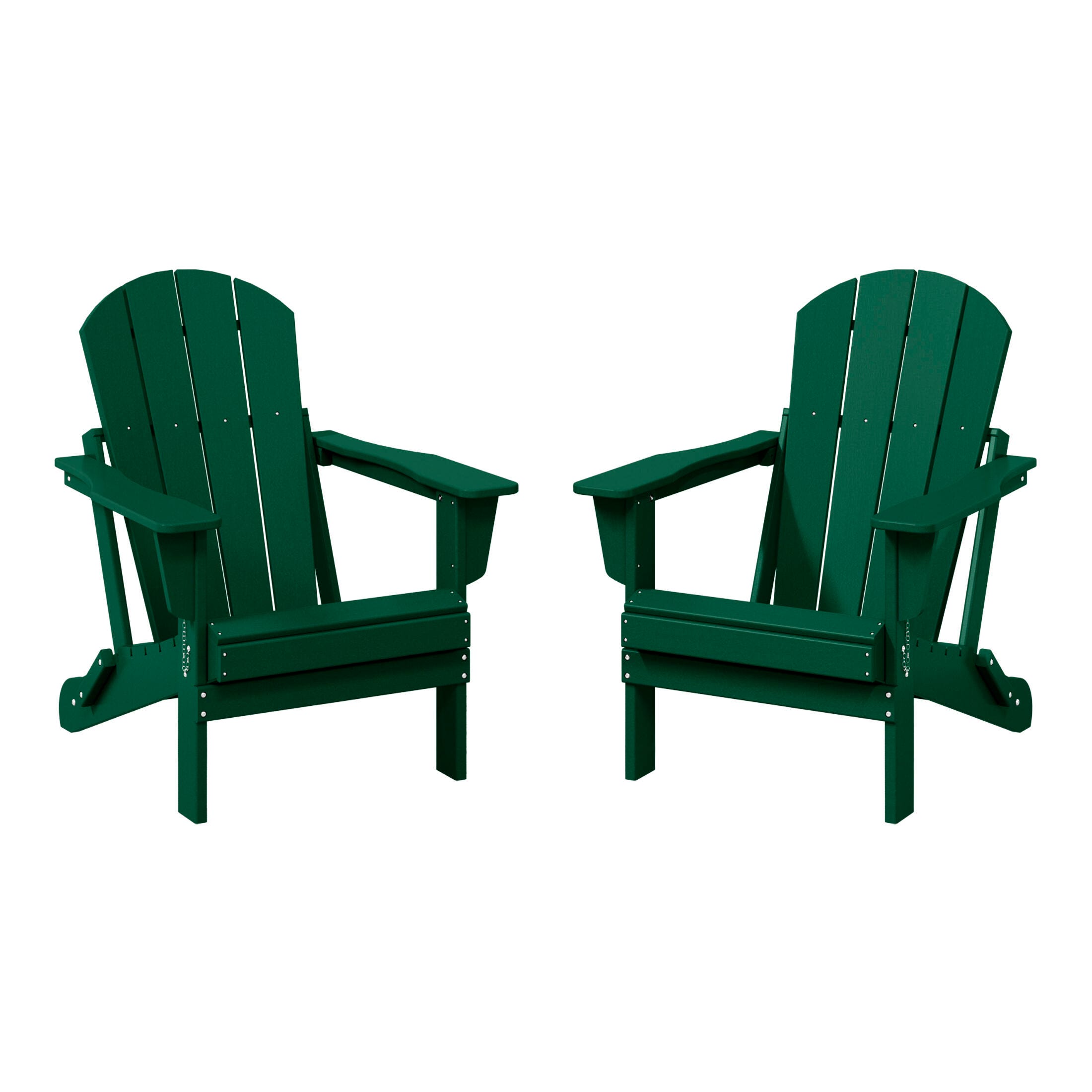 Westin Outdoor Newport Folding Poly Adirondack Chair (set Of 2), Dark Green, large