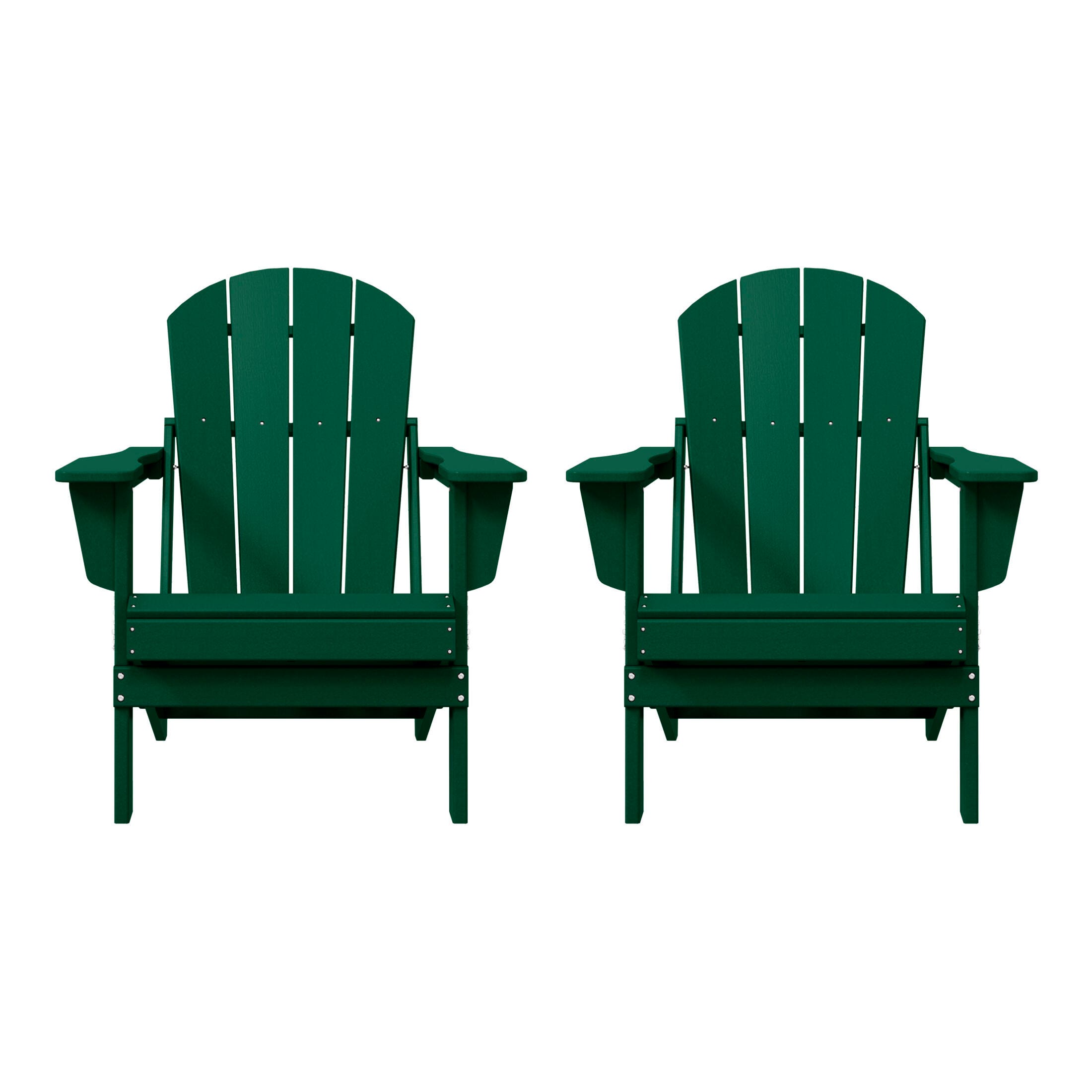 Westin Outdoor Newport Folding Poly Adirondack Chair (set Of 2), Dark Green, large