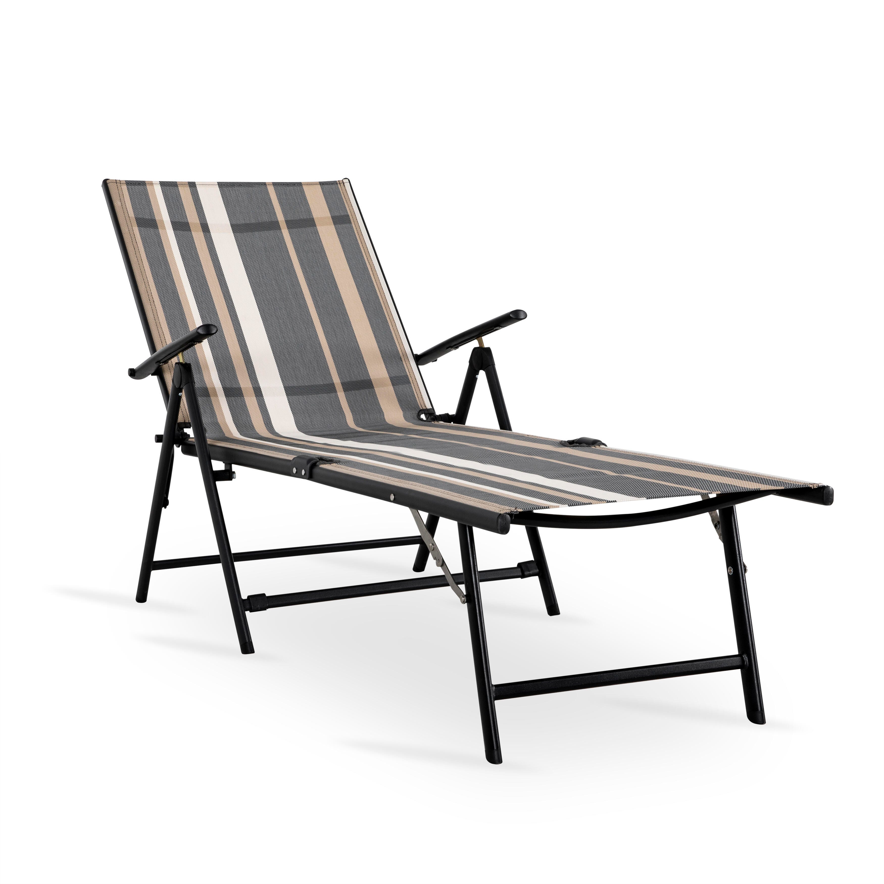 Nuu Garden Outdoor Reclining Chaise Lounge Chair, Stripe, large