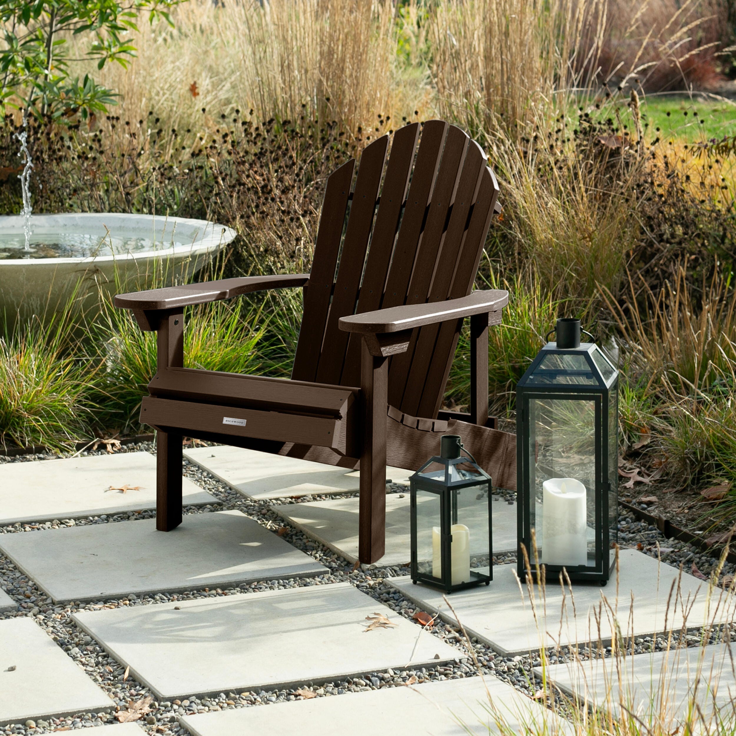 Highwood&reg; Hamilton Outdoor Folding and Reclining Adirondack Chair, Weathered Acorn, rollover