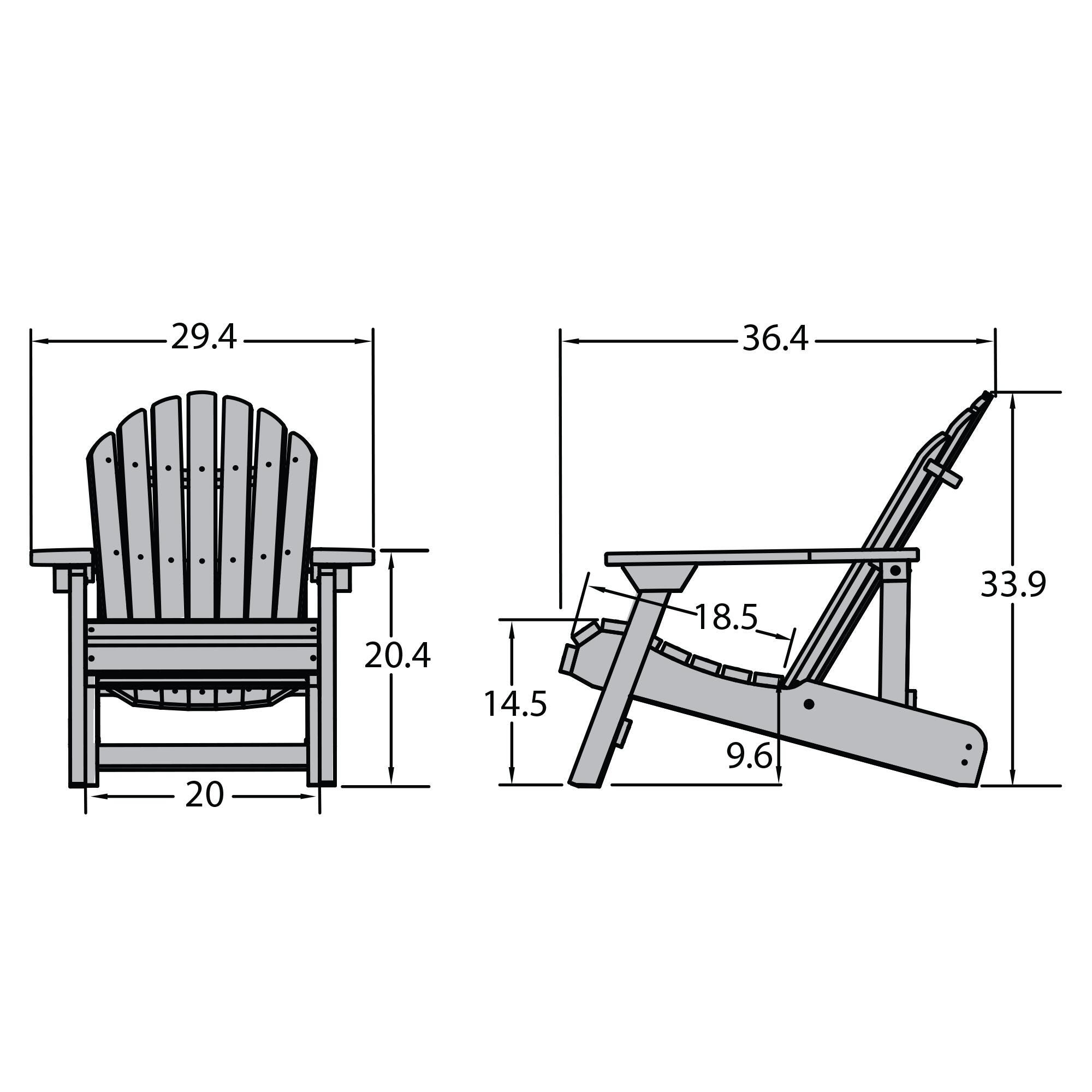 Highwood® Hamilton Outdoor Folding and Reclining Adirondack Chair, Black, large