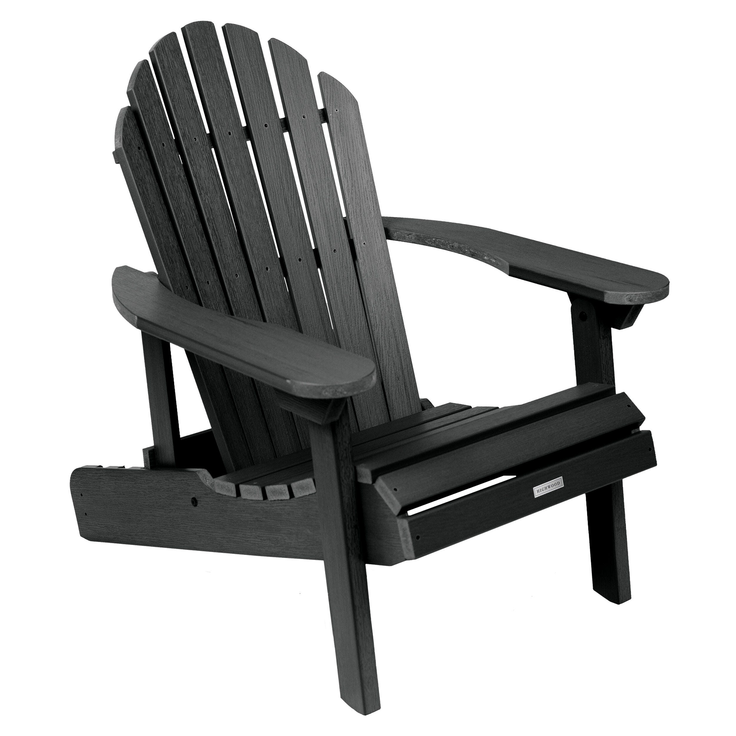 Highwood&reg; Hamilton Outdoor Folding and Reclining Adirondack Chair, Black, large