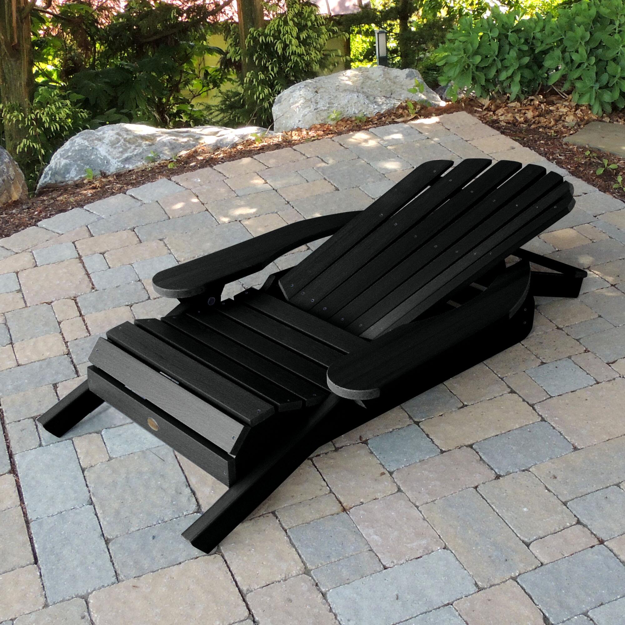 Highwood® Hamilton Outdoor Folding and Reclining Adirondack Chair, Black, large