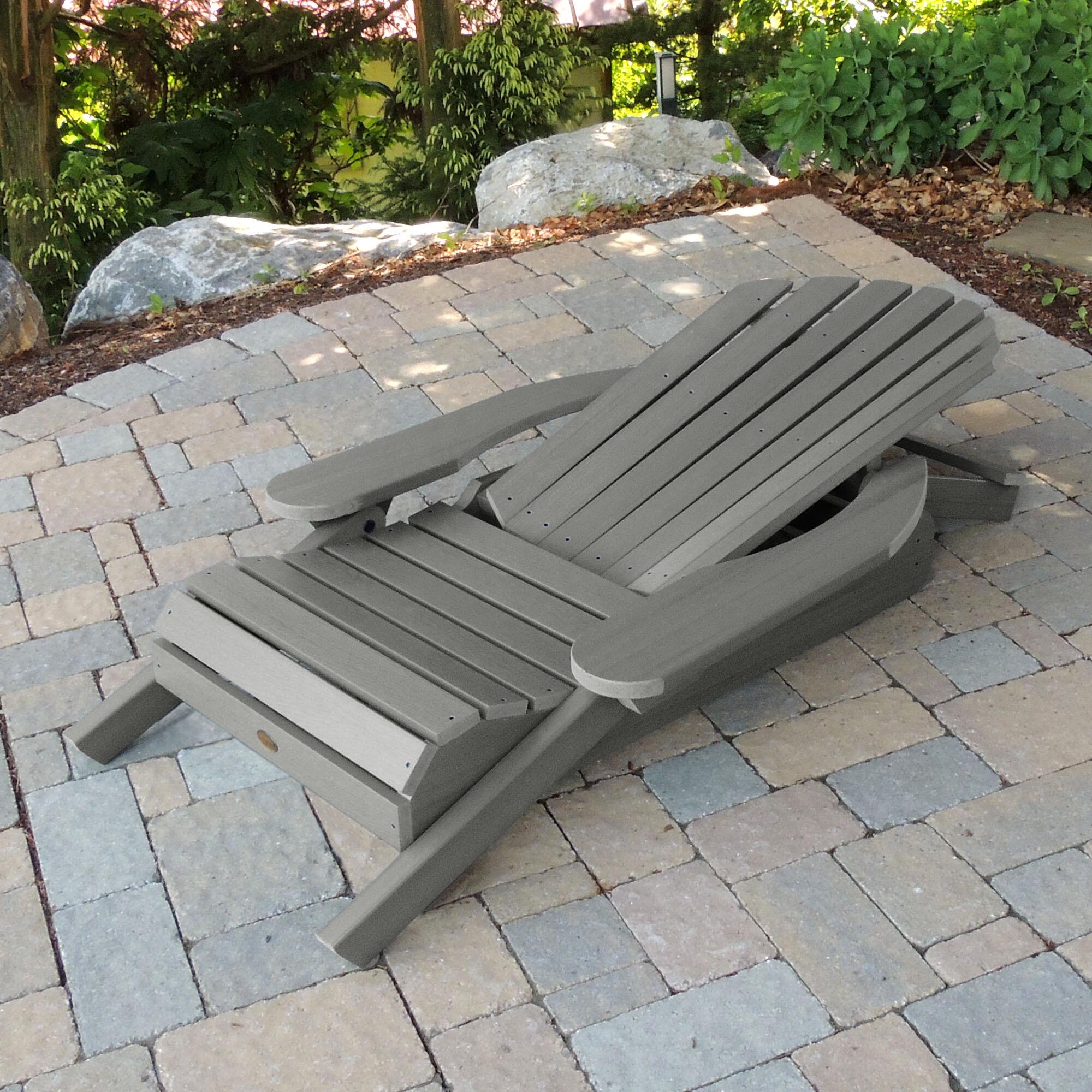 Highwood® Hamilton Outdoor Folding and Reclining Adirondack Chair, Coastal Teak, large