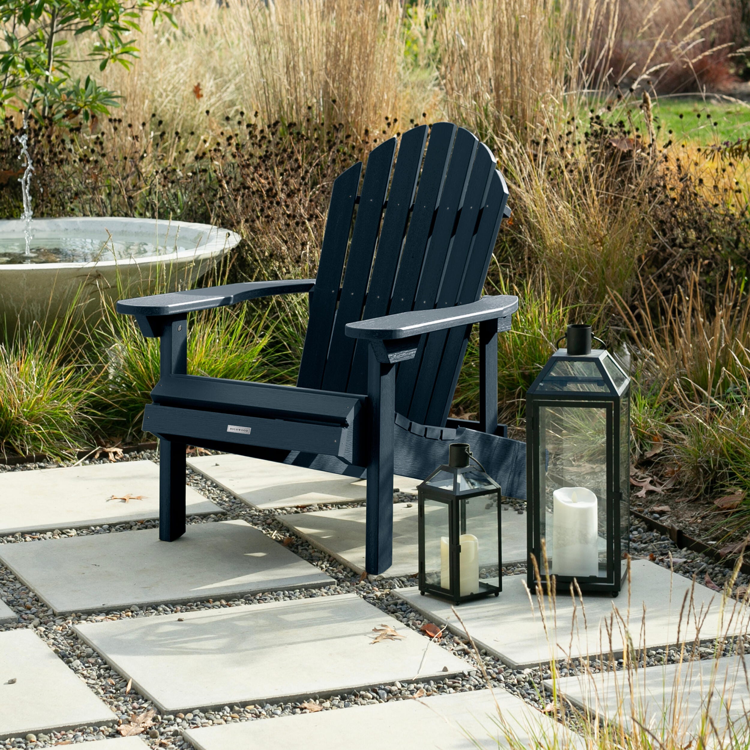 Highwood&reg; Hamilton Outdoor Folding and Reclining Adirondack Chair, Federal Blue, large