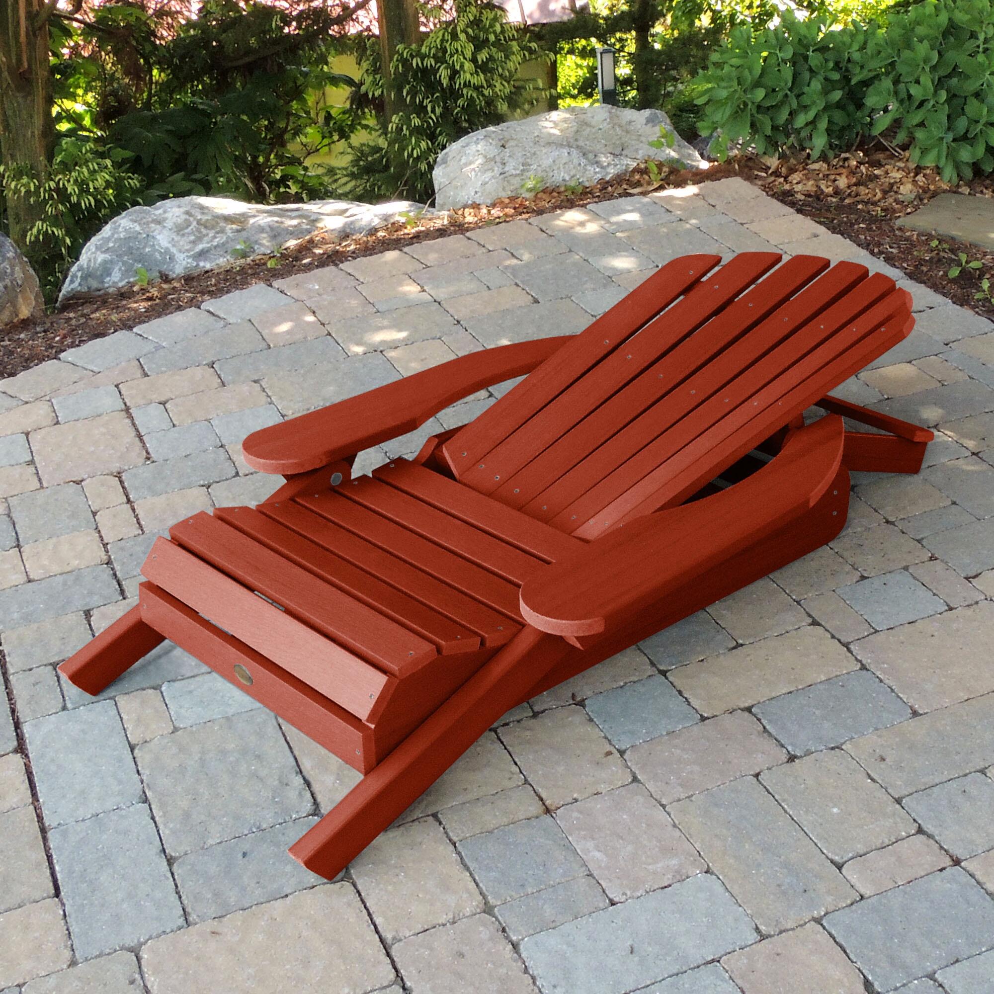 Highwood® Hamilton Outdoor Folding and Reclining Adirondack Chair, Rustic Red, large