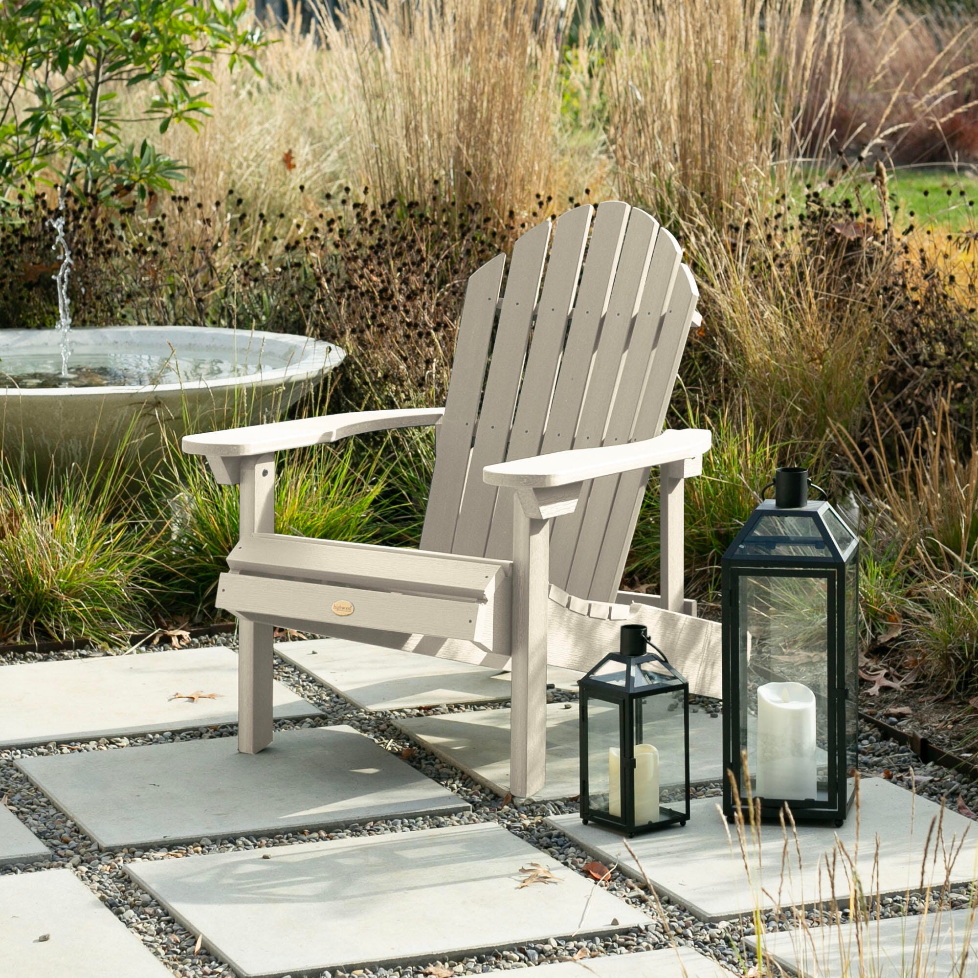 Highwood&reg; Hamilton Outdoor Folding and Reclining Adirondack Chair, Whitewash, large