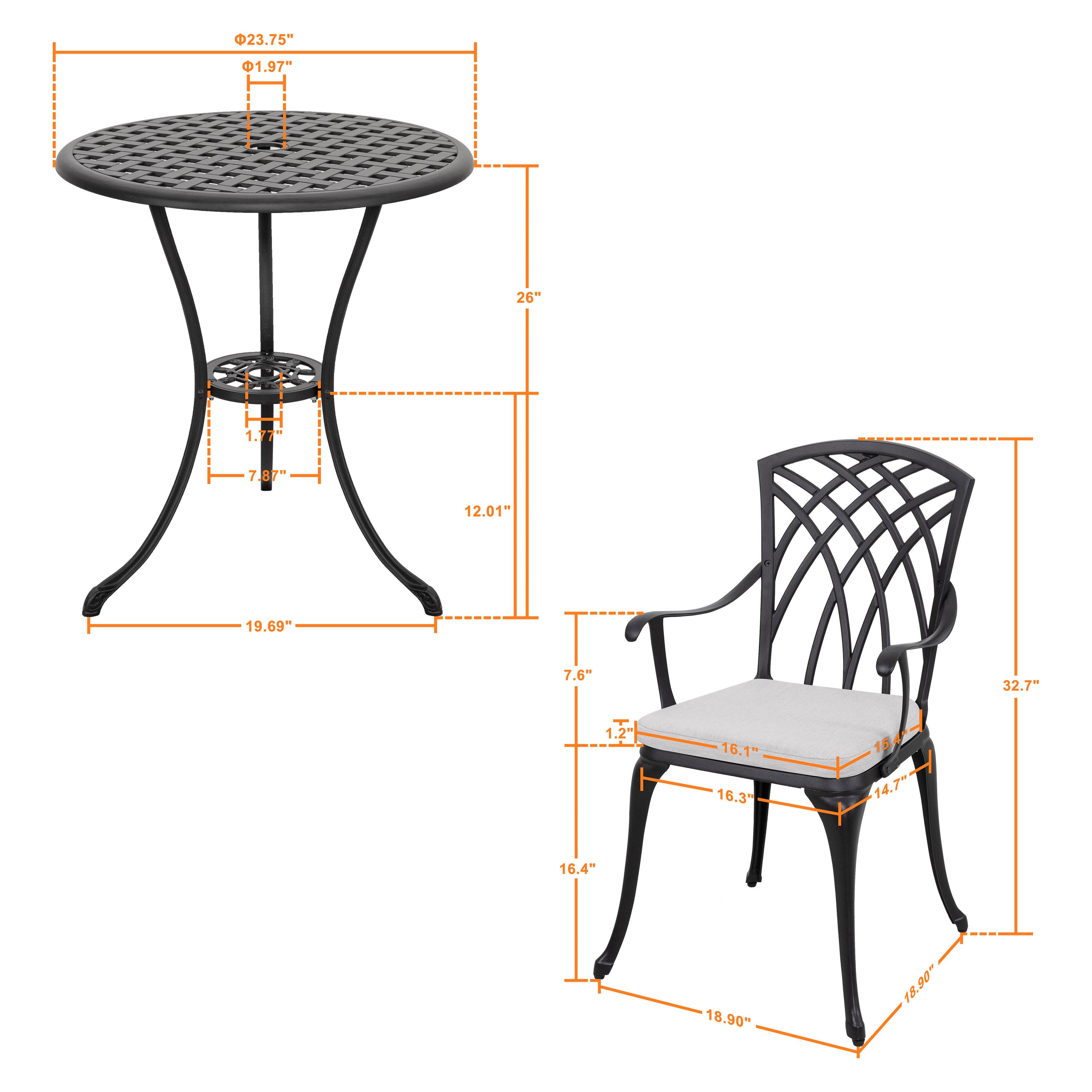 Nuu Garden Outdoor Bistro Table and 2 Chairs, , large