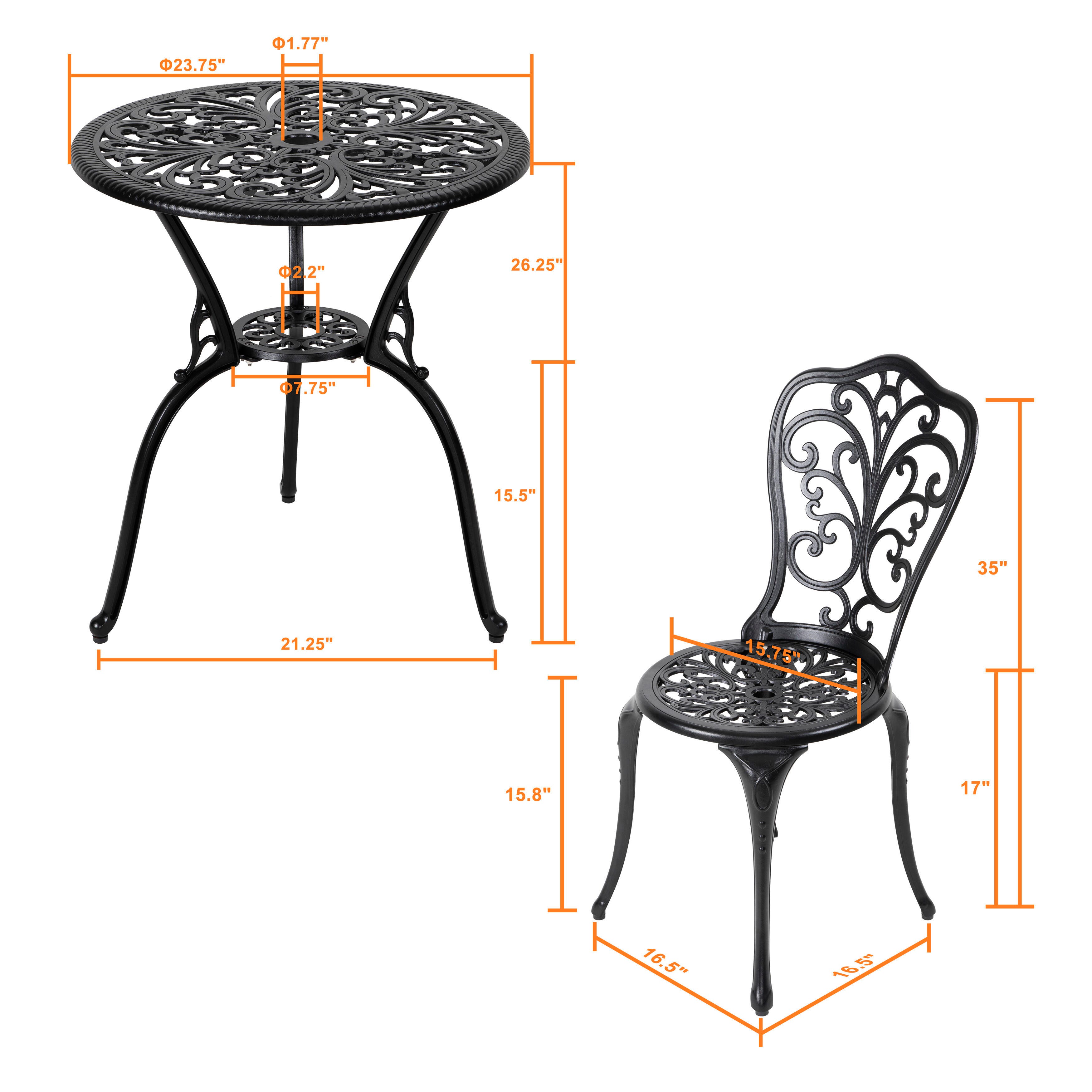 Nuu Garden Outdoor Bistro Table and 2 Chairs, , large