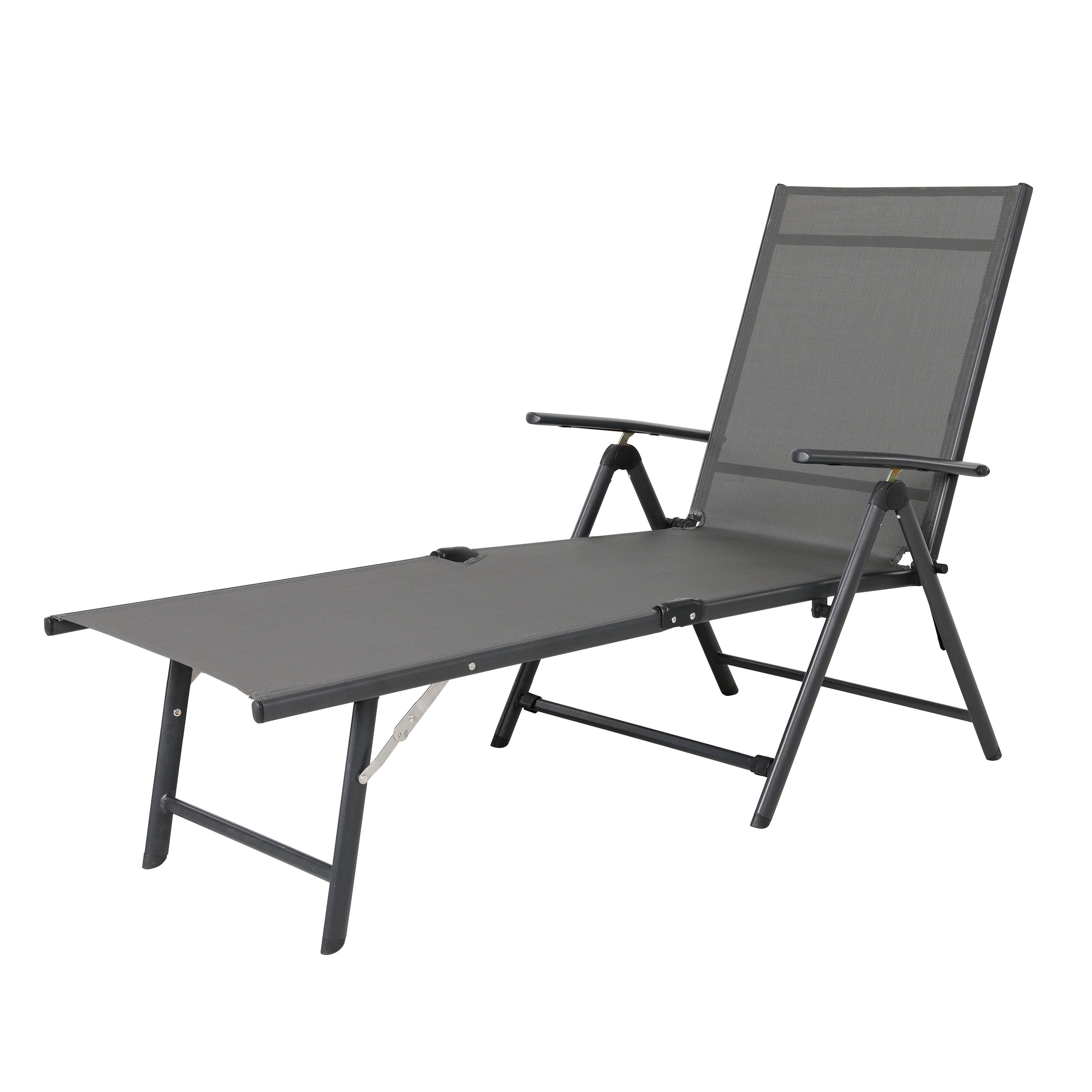 Nuu Garden Outdoor Reclining Chaise Lounge Chair, Dark Gray, large