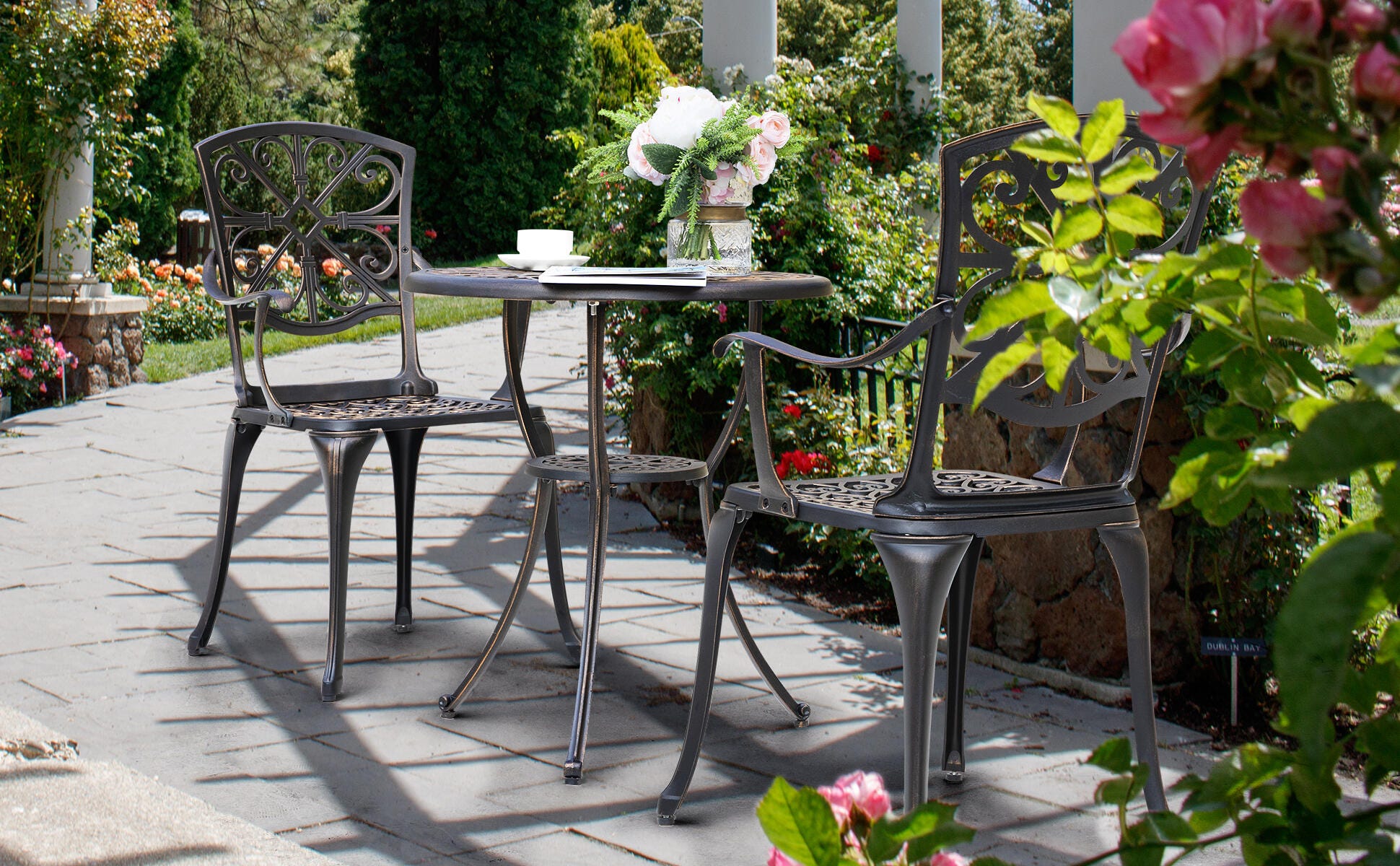 Nuu Garden Outdoor Bistro Table and 2 Chairs, , large