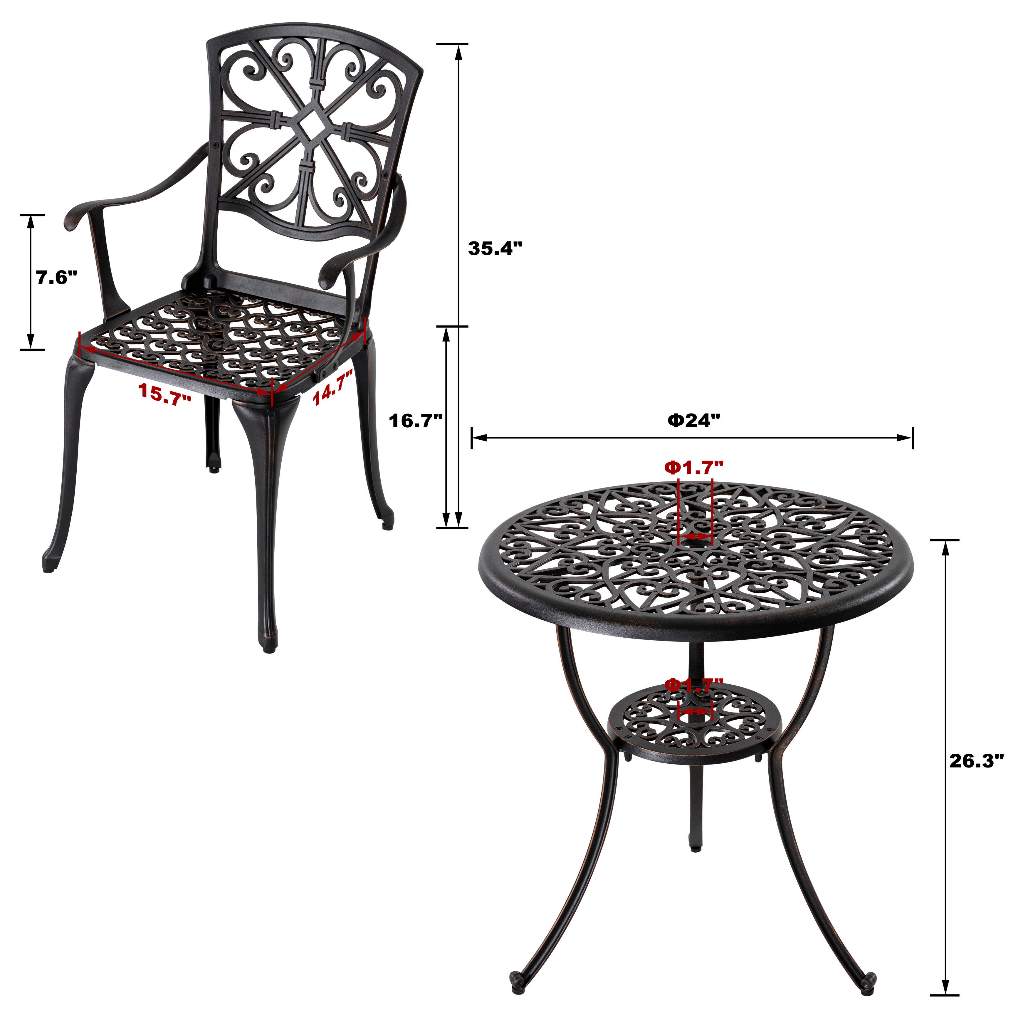 Nuu Garden Outdoor Bistro Table and 2 Chairs, , large