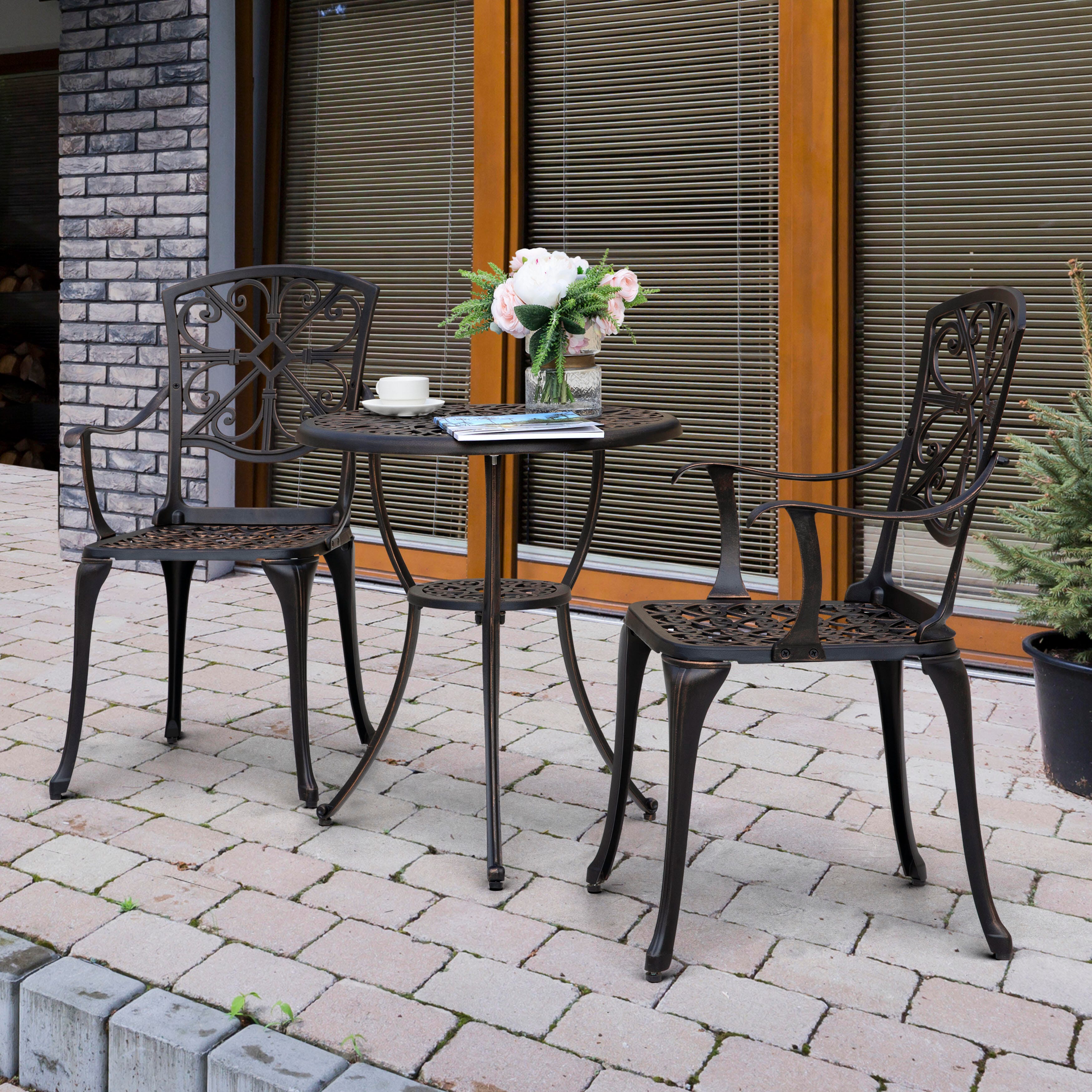 Nuu Garden Outdoor Bistro Table and 2 Chairs, , large