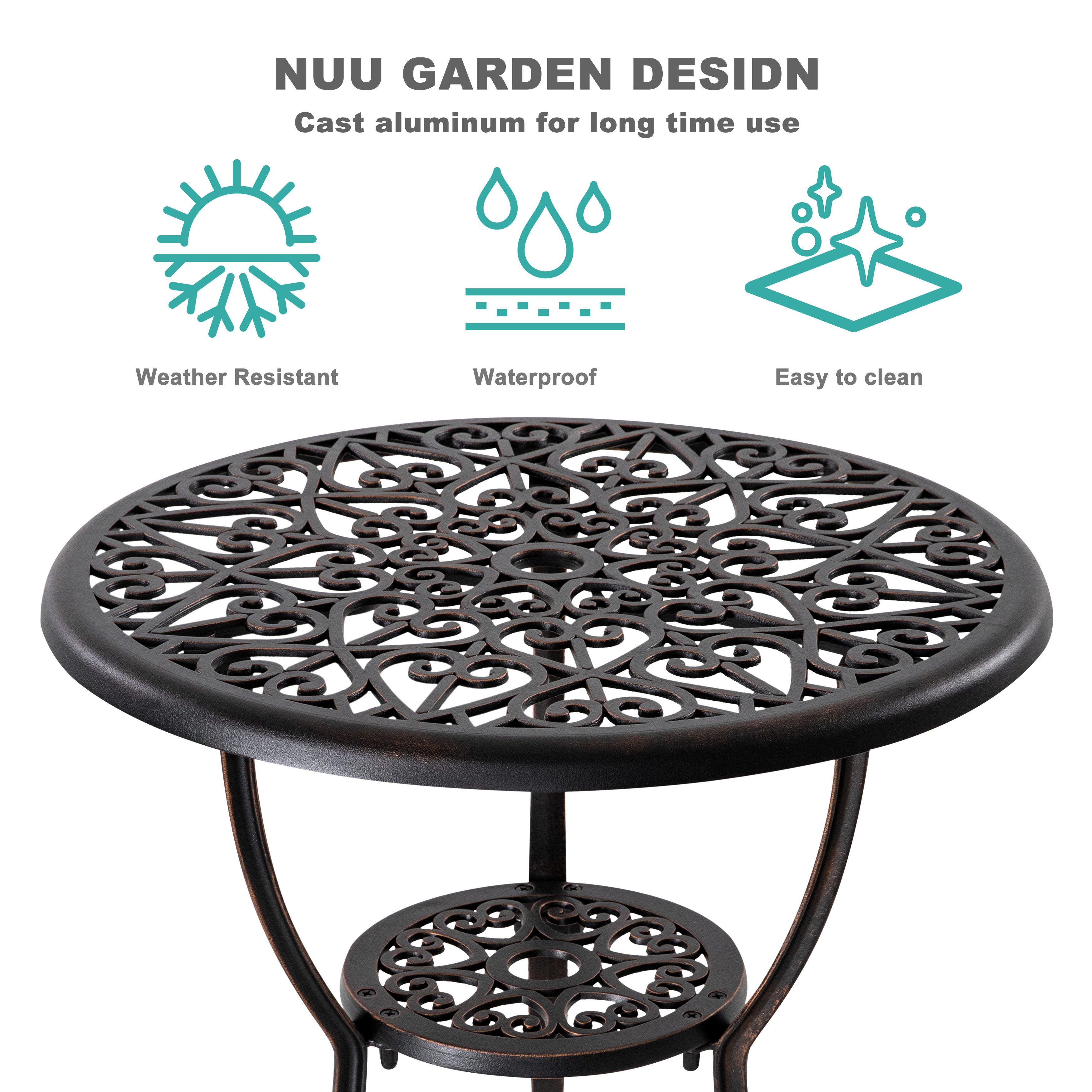 Nuu Garden Outdoor Bistro Table and 2 Chairs, , large