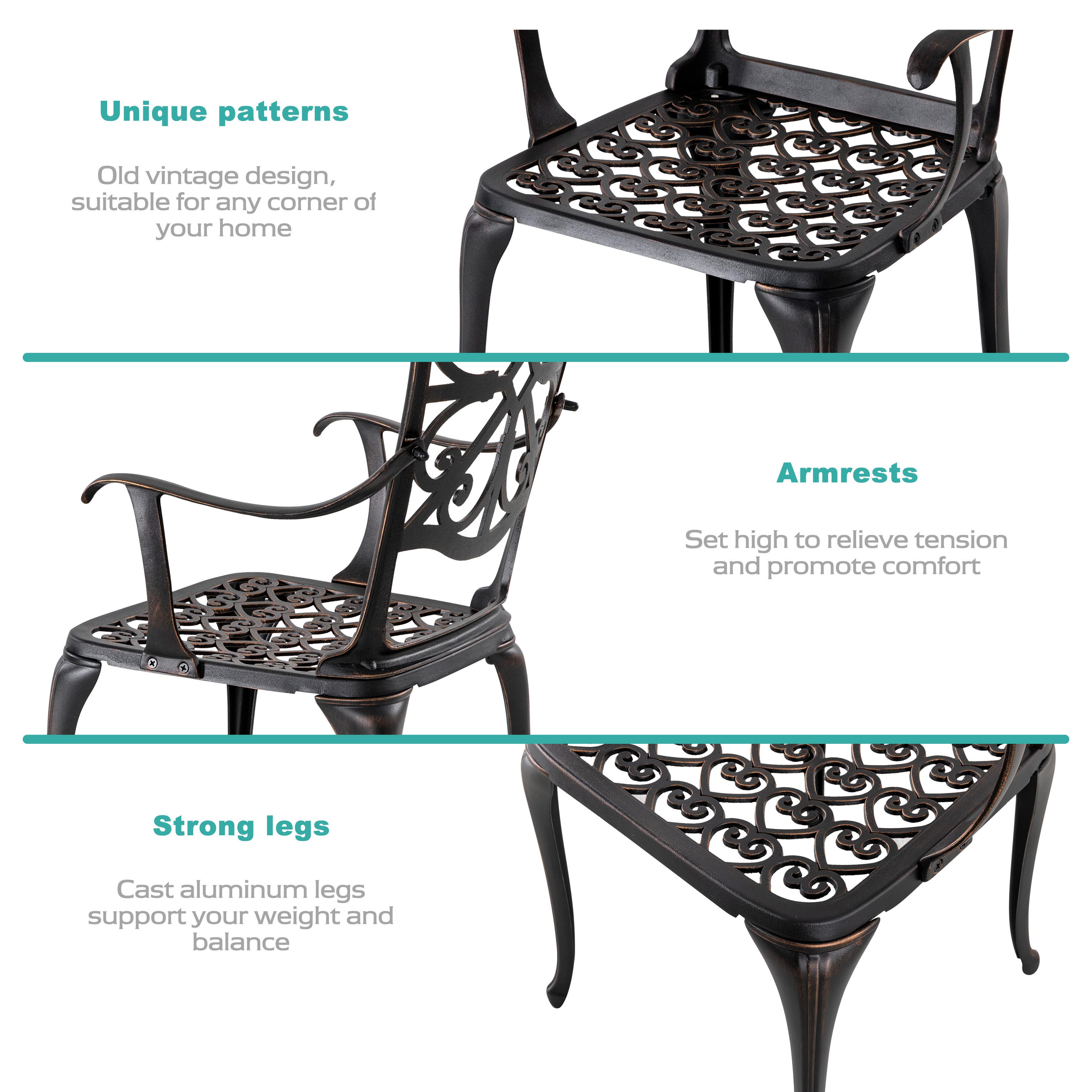 Nuu Garden Outdoor Bistro Table and 2 Chairs, , large