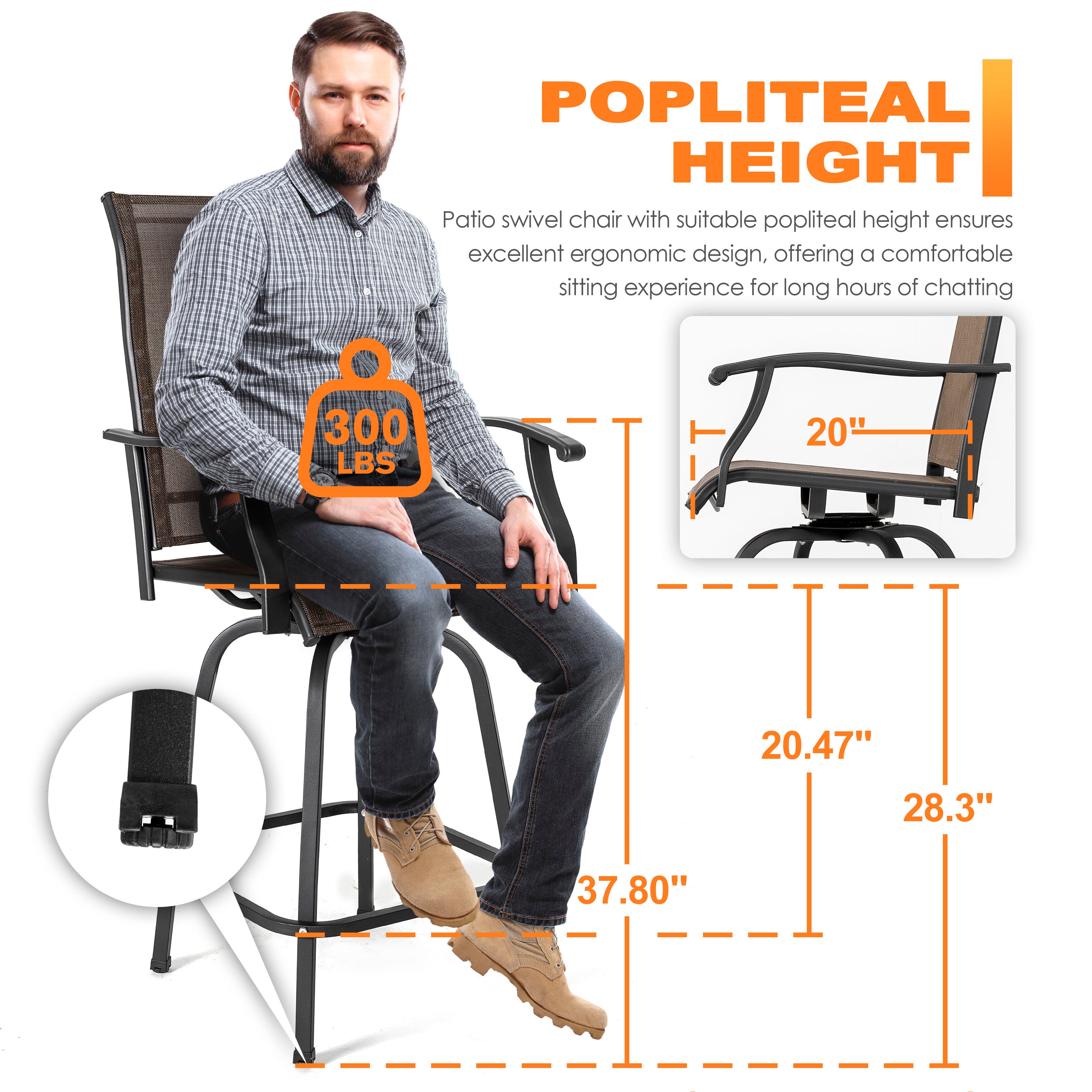 Nuu Garden Outdoor Patio Swivel Bar Stools, , large