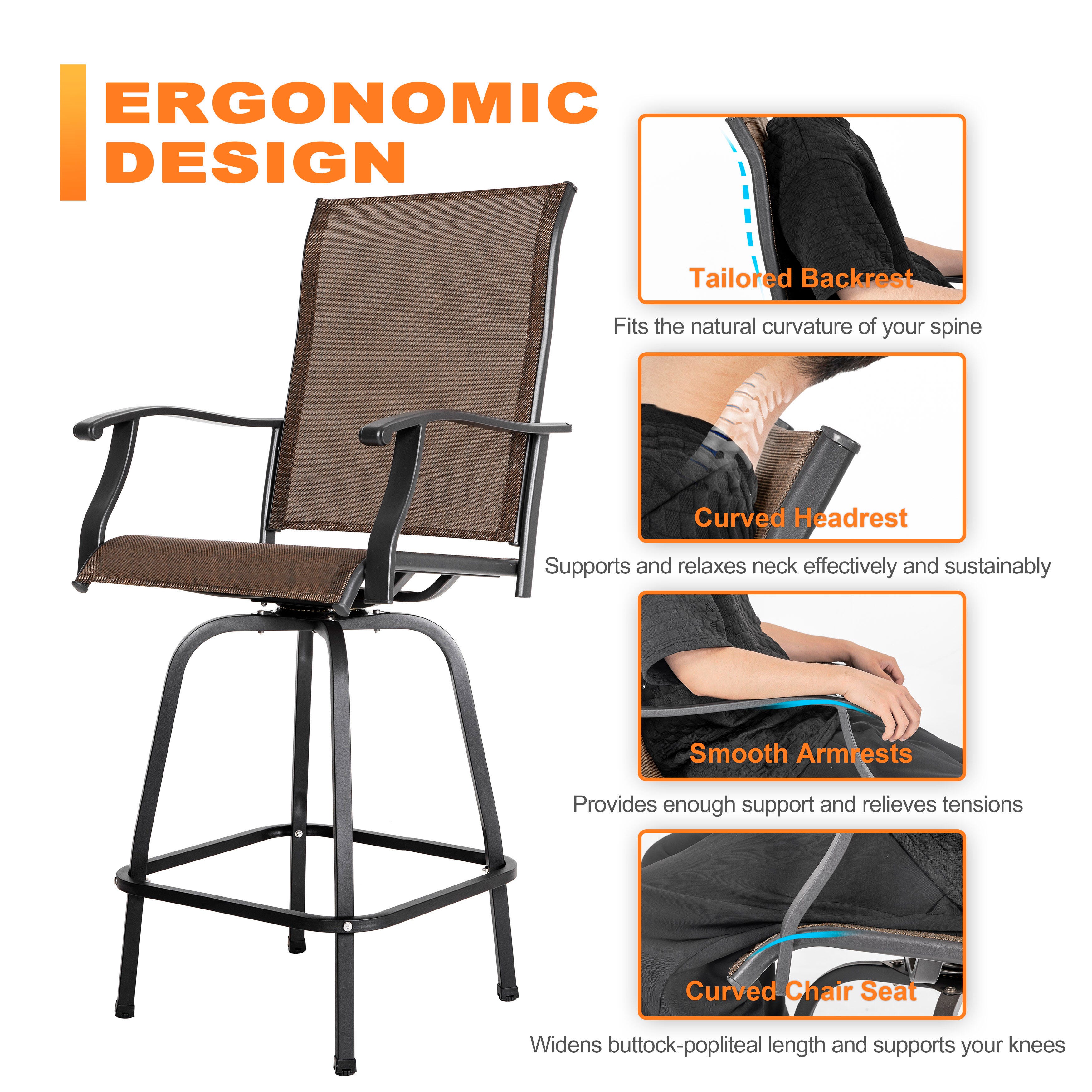 Nuu Garden Outdoor Patio Swivel Bar Stools, , large