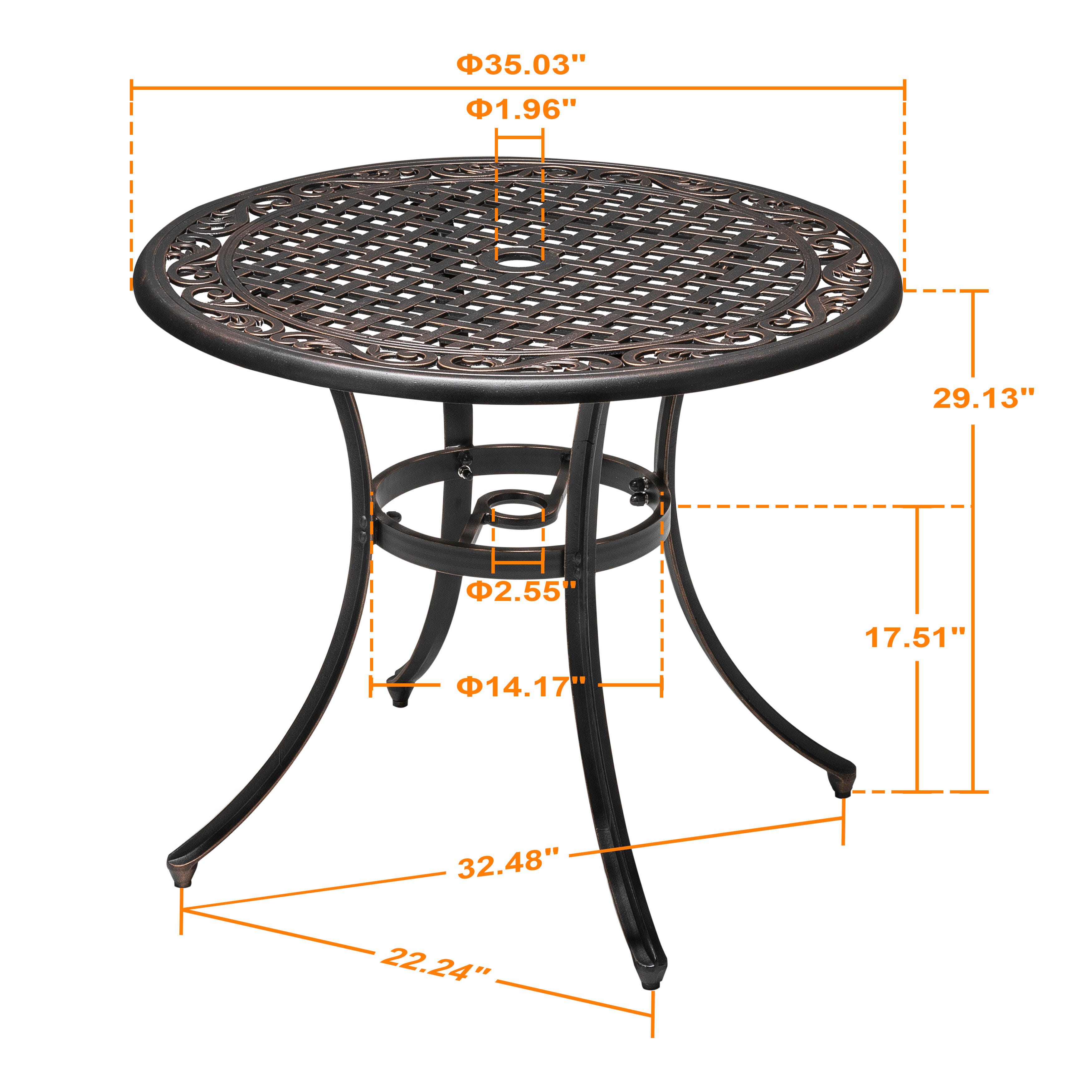 Nuu Garden 35" Outdoor Round Dining Table, , large