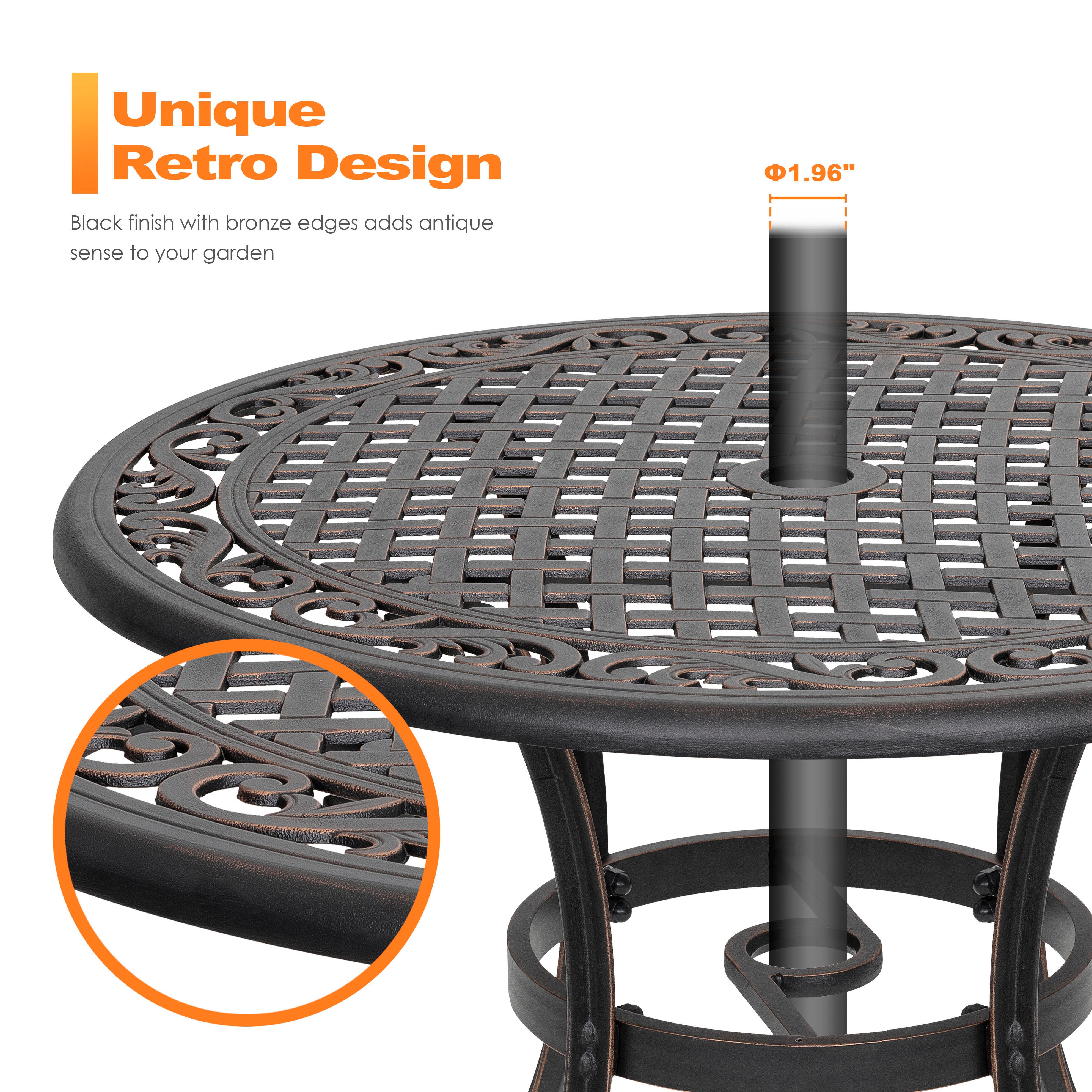 Nuu Garden 35" Outdoor Round Dining Table, , large