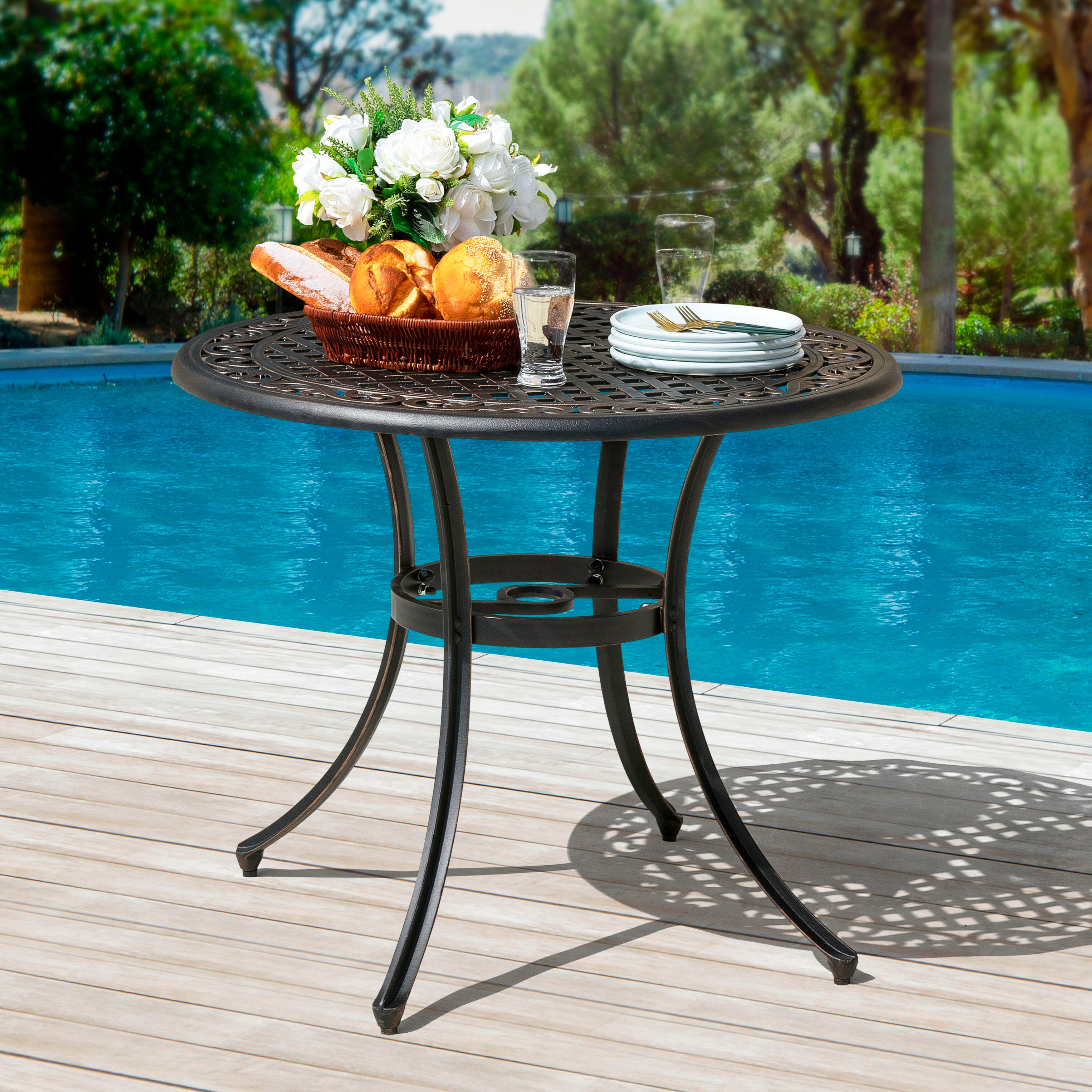 Nuu Garden 35" Outdoor Round Dining Table, , large