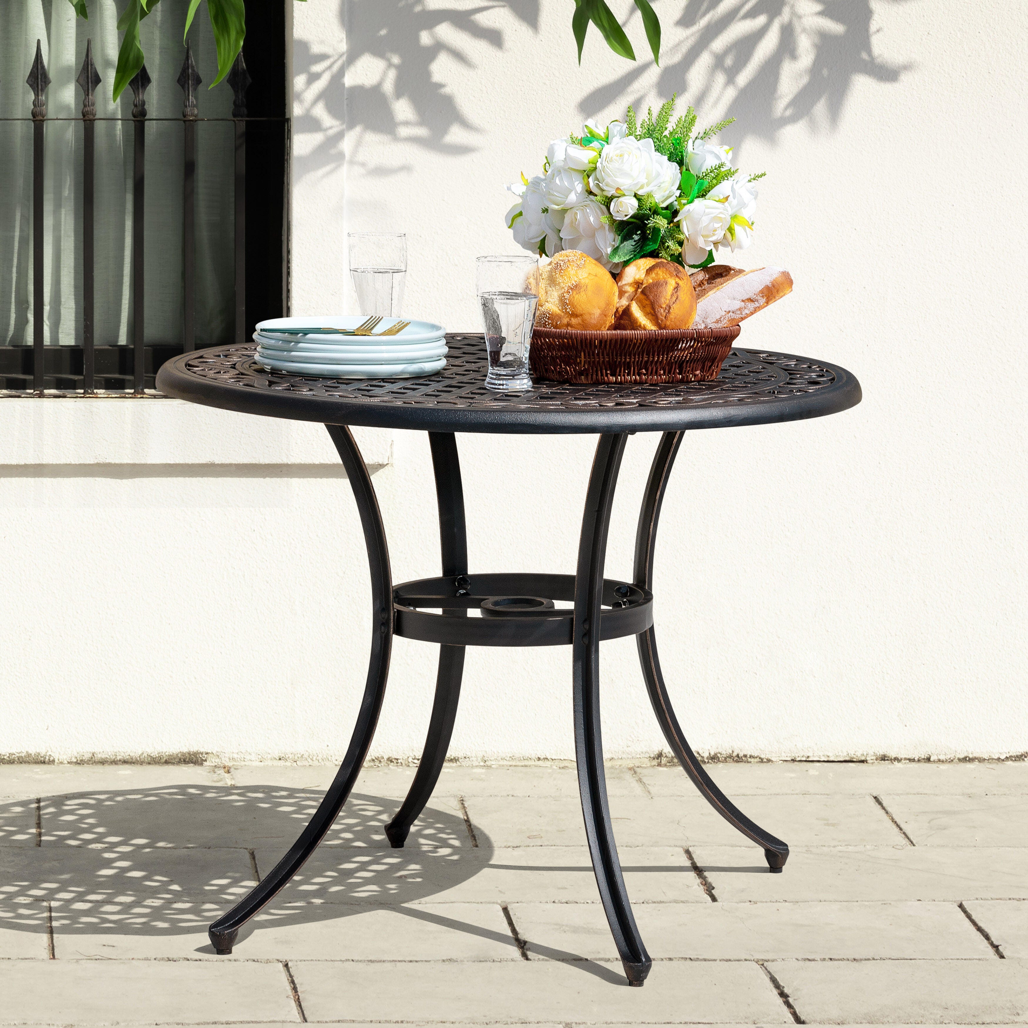 Nuu Garden 35" Outdoor Round Dining Table, , large