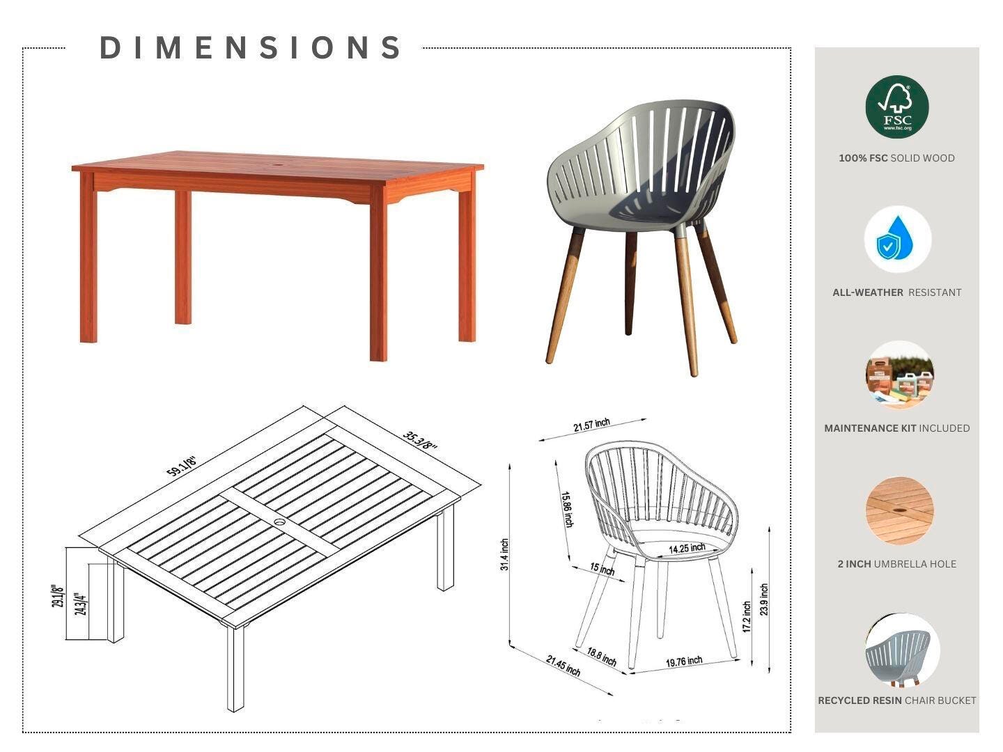 Amazonia 7-Piece Outdoor Patio Dining Set, , large