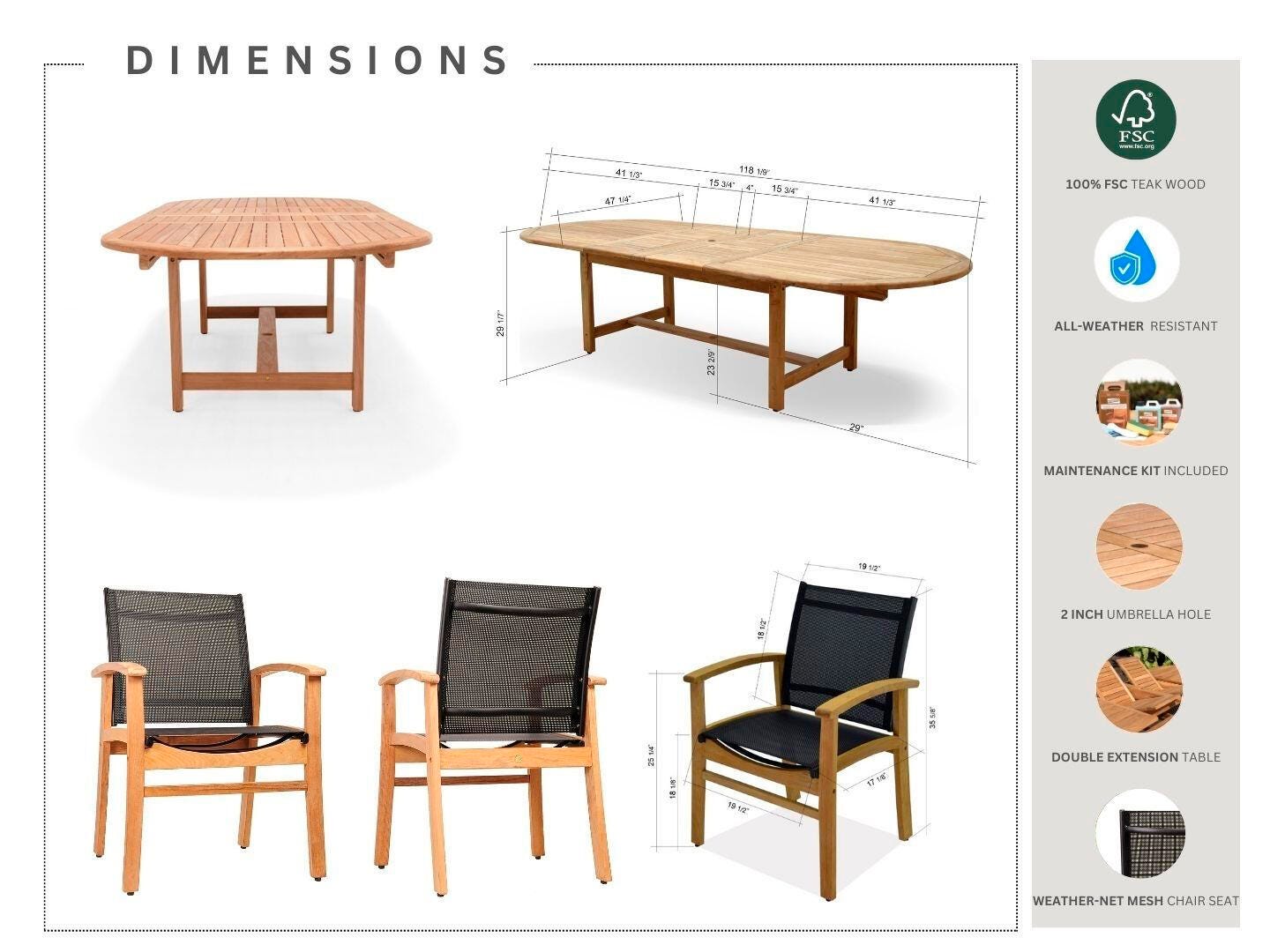 Amazonia 11-Piece Outdoor Patio Dining Set, , large