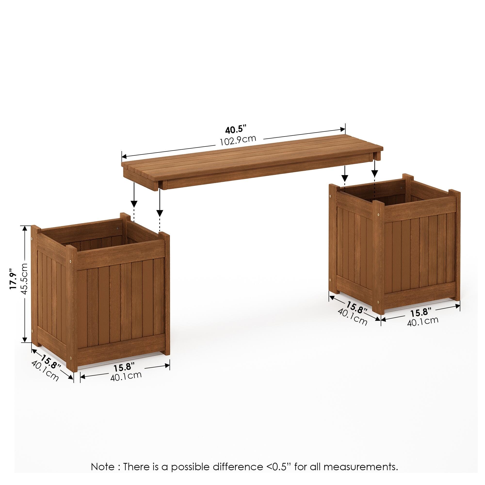 Furinno Tioman Outdoor Hardwood Planter Box, , large