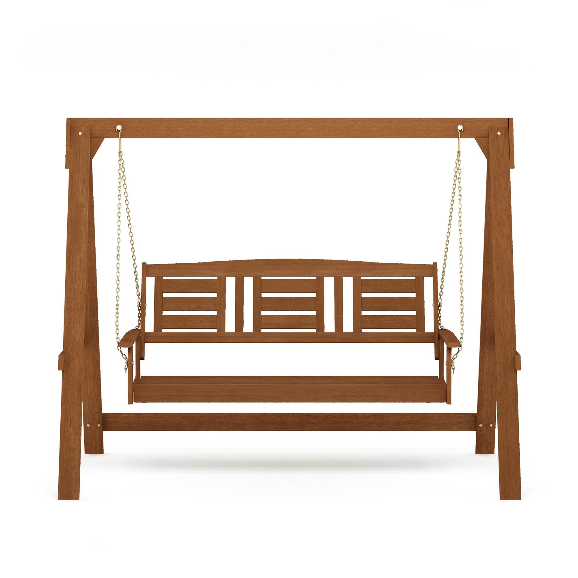 Furinno Tioman 3-Seater Outdoor Water Resistant Swing with Stand, , large