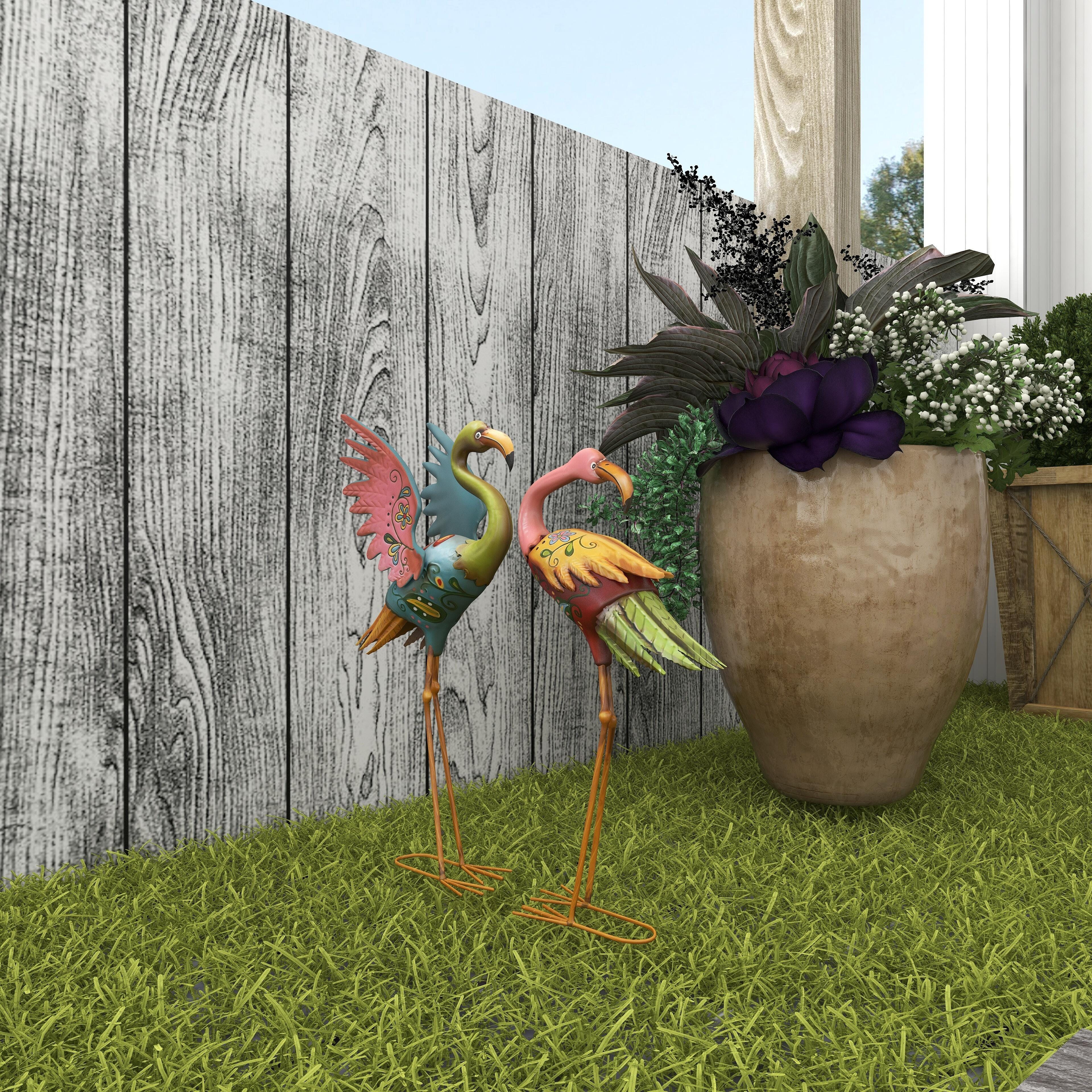 Bayberry Lane Outdoor Flamingo Garden Sculpture (Set of 2), , large