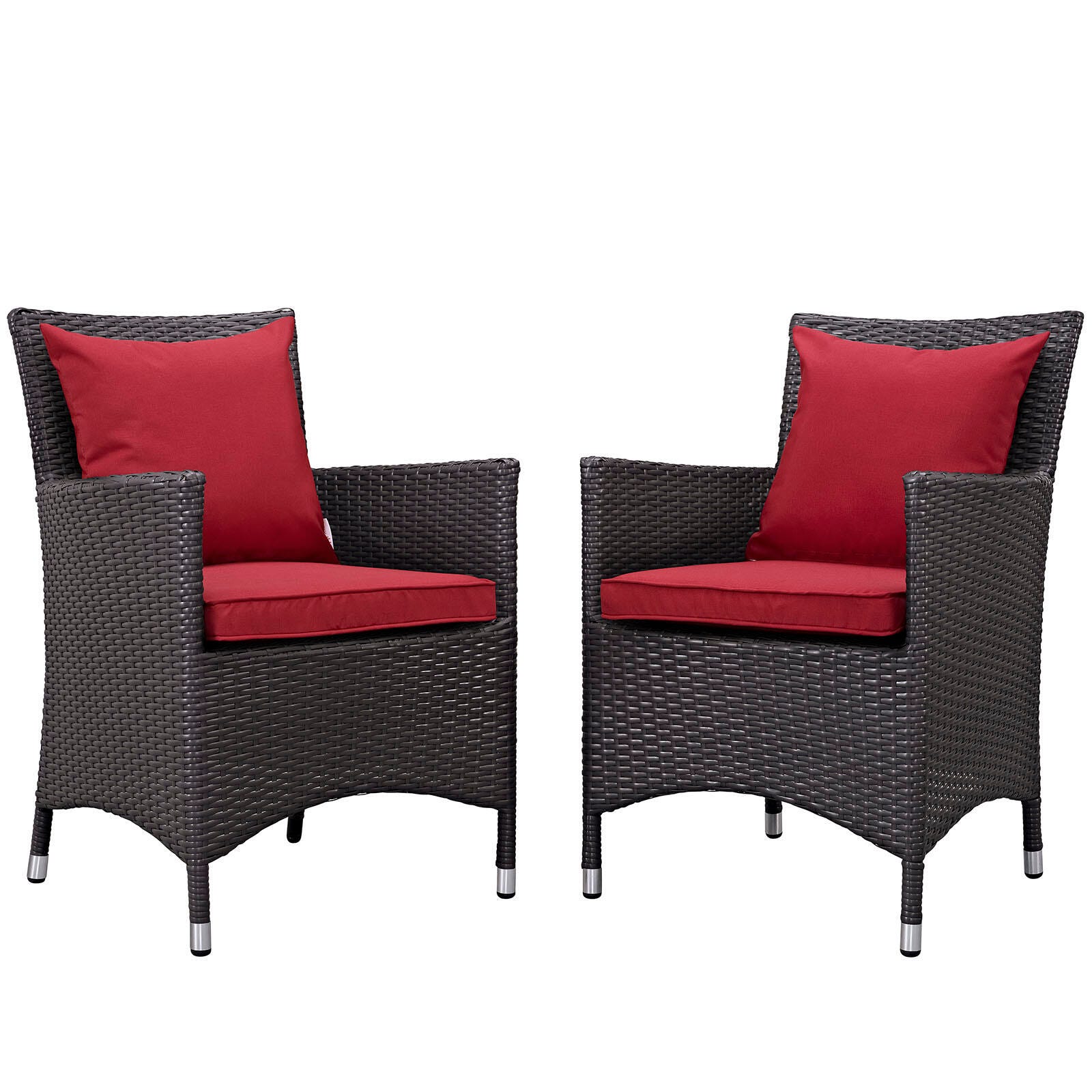 Modway Convene Outdoor Weather Resistant Dining 2-Piece Set, Espresso/Red, rollover