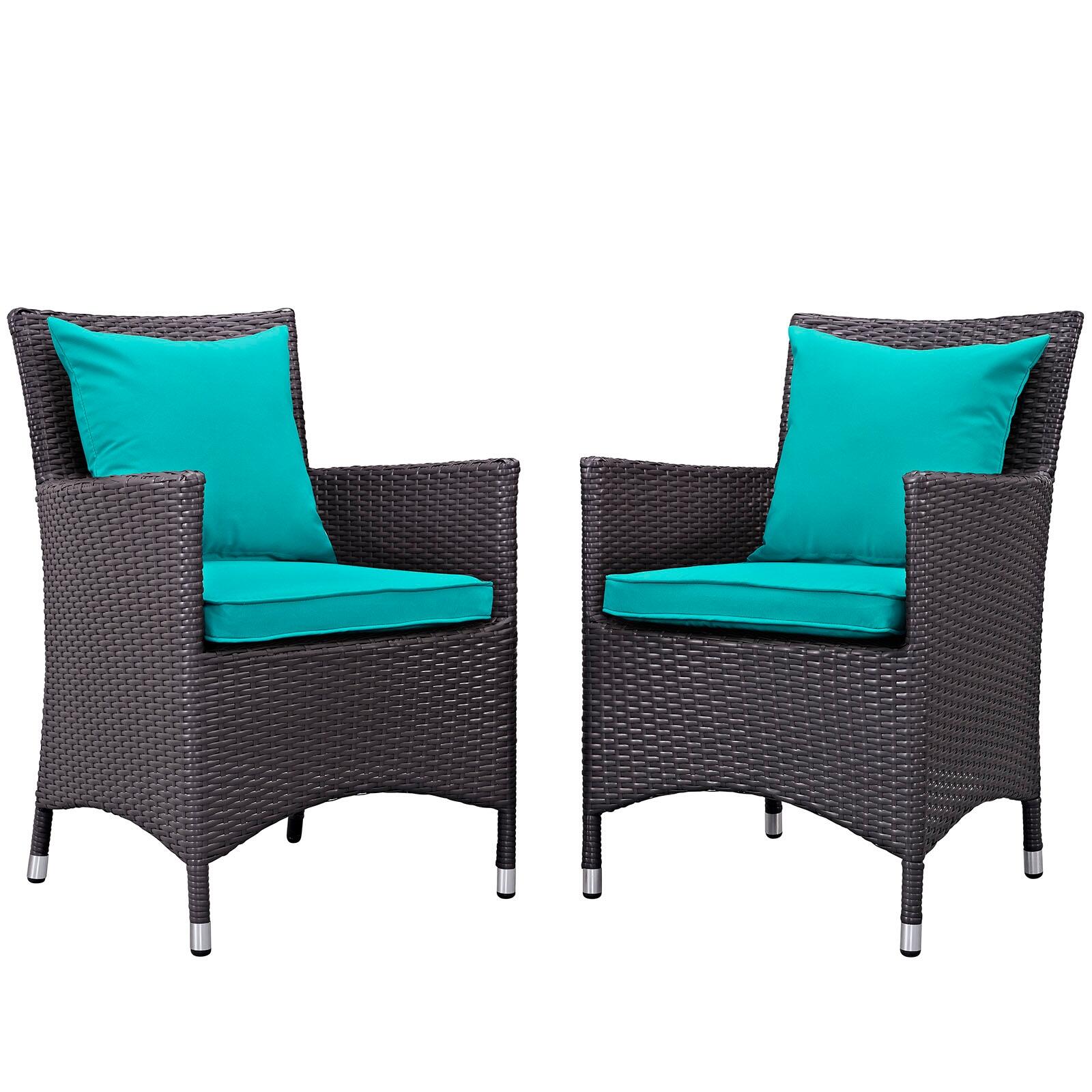Modway Convene Outdoor Weather Resistant Dining 2-Piece Set, Espresso/Turquoise, large