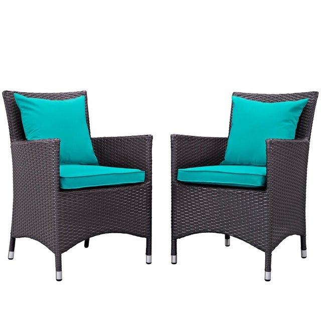 Modway Convene Outdoor Weather Resistant Dining 2-Piece Set, Espresso/Turquoise