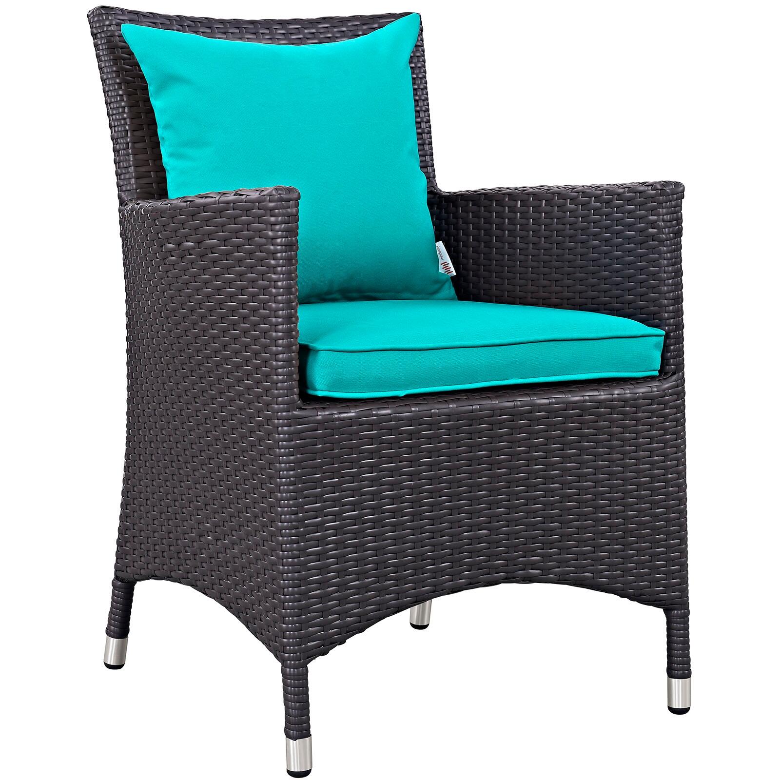 Modway Convene Outdoor Weather Resistant Dining 2-Piece Set, Espresso/Turquoise, large