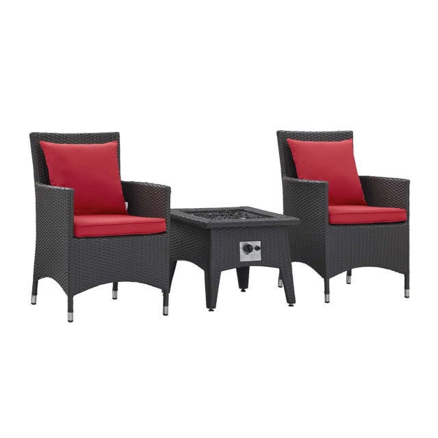 Modway Convene Outdoor Weather Resistant Fire Pit 3-Piece Set