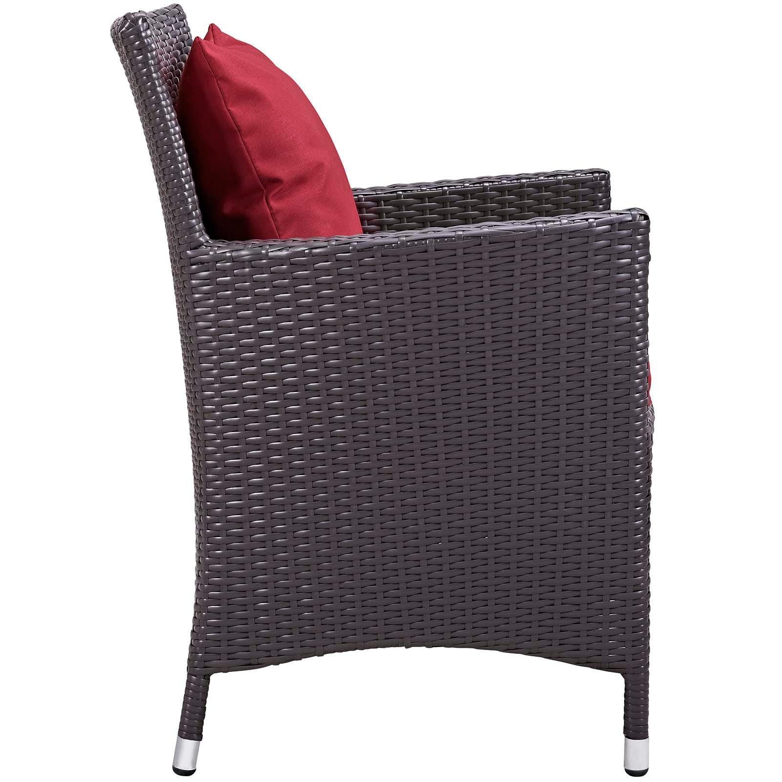 Modway Convene Outdoor Weather Resistant Fire Pit 3-Piece Set, Espresso/Red, large