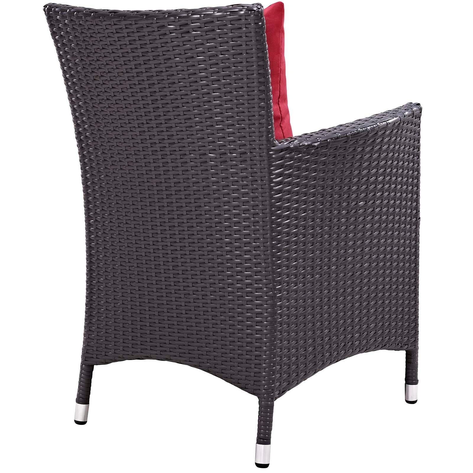 Modway Convene Outdoor Weather Resistant Fire Pit 3-Piece Set, Espresso/Red, large