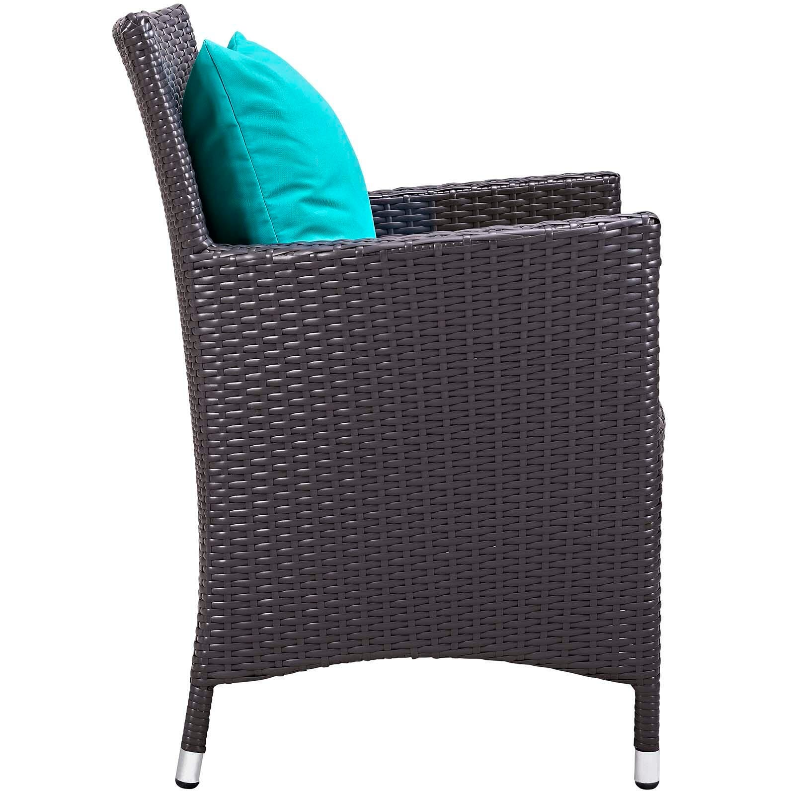 Modway Convene Outdoor Weather Resistant Fire Pit 3-Piece Set, Espresso/Turquoise, large