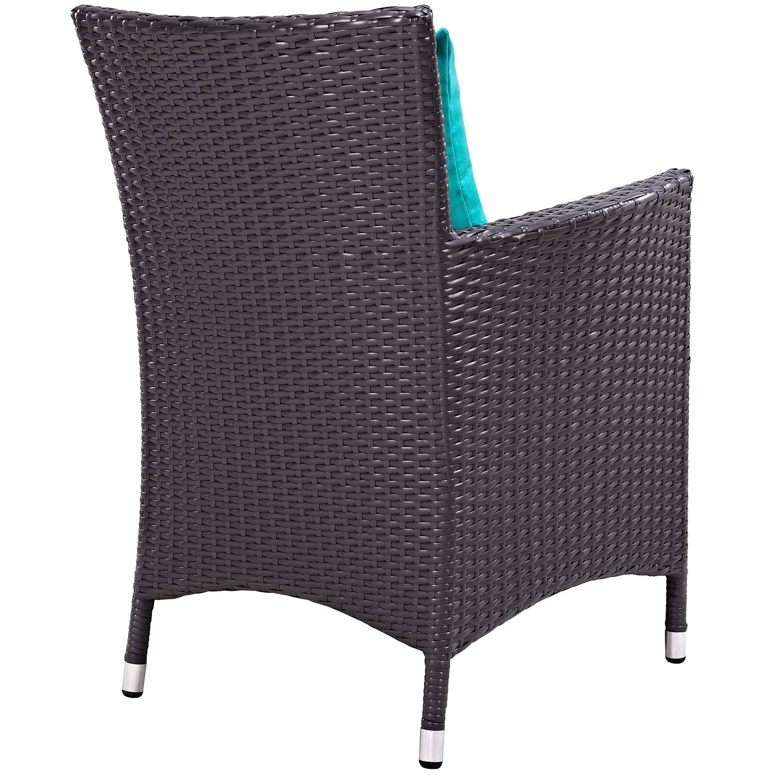 Modway Convene Outdoor Weather Resistant Fire Pit 3-Piece Set, Espresso/Turquoise, large