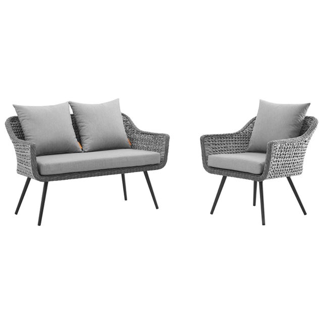 Modway Endeavor Outdoor Weather Resistant Loveseat and Armchair 2-Piece Set